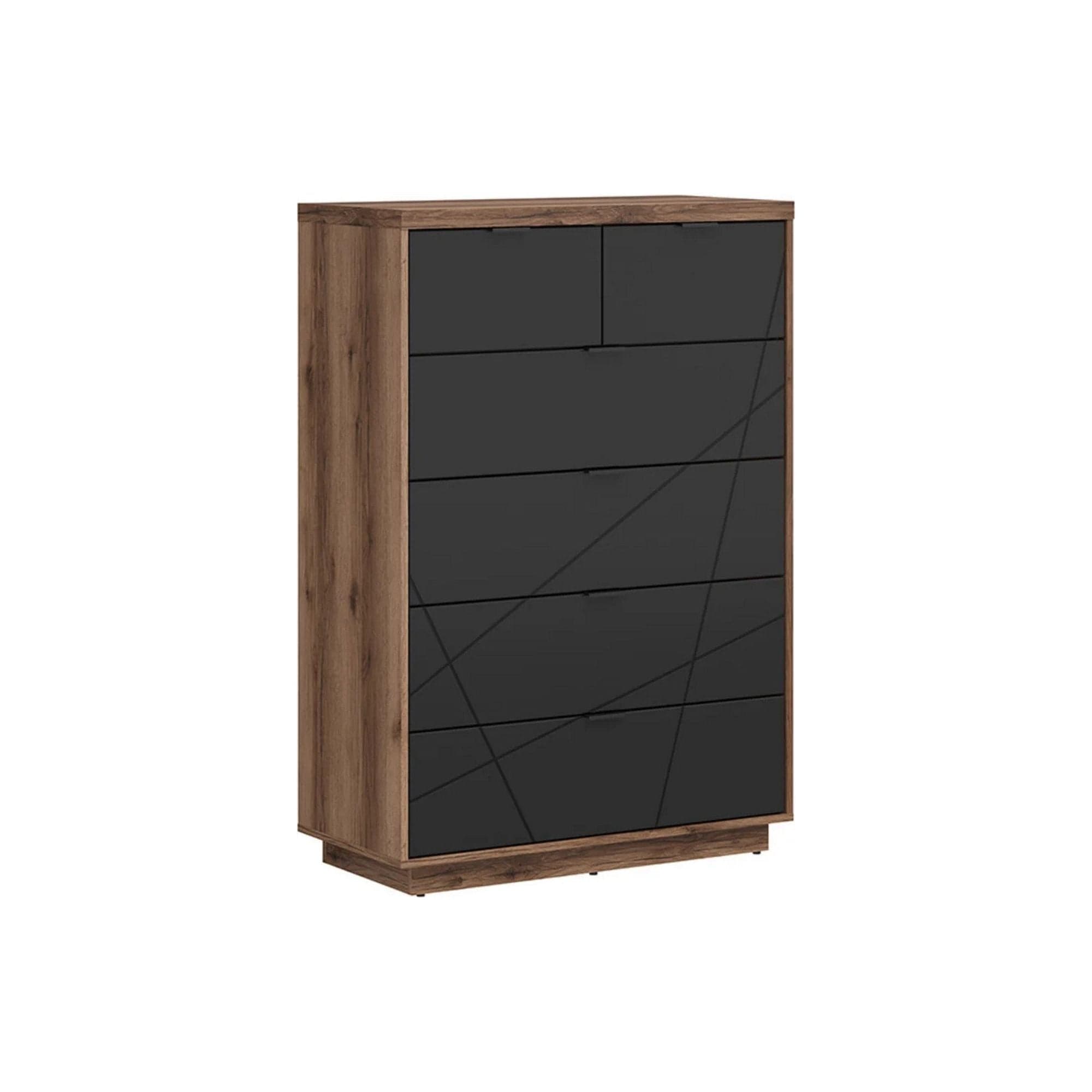 Comoda FORN, nuc/negru mat, PAL melaminat, 90x43x131 cm