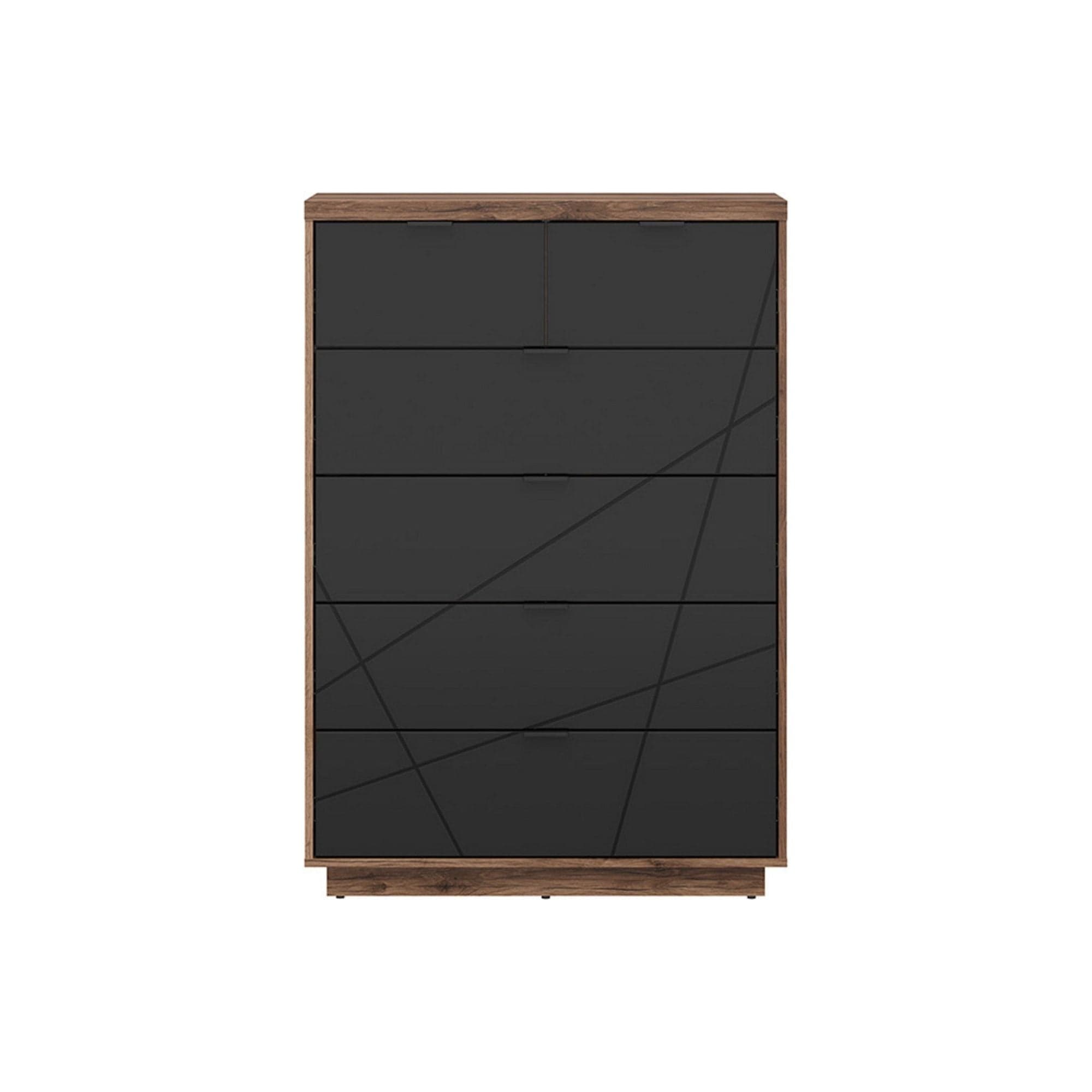 Comoda FORN, nuc/negru mat, PAL melaminat, 90x43x131 cm