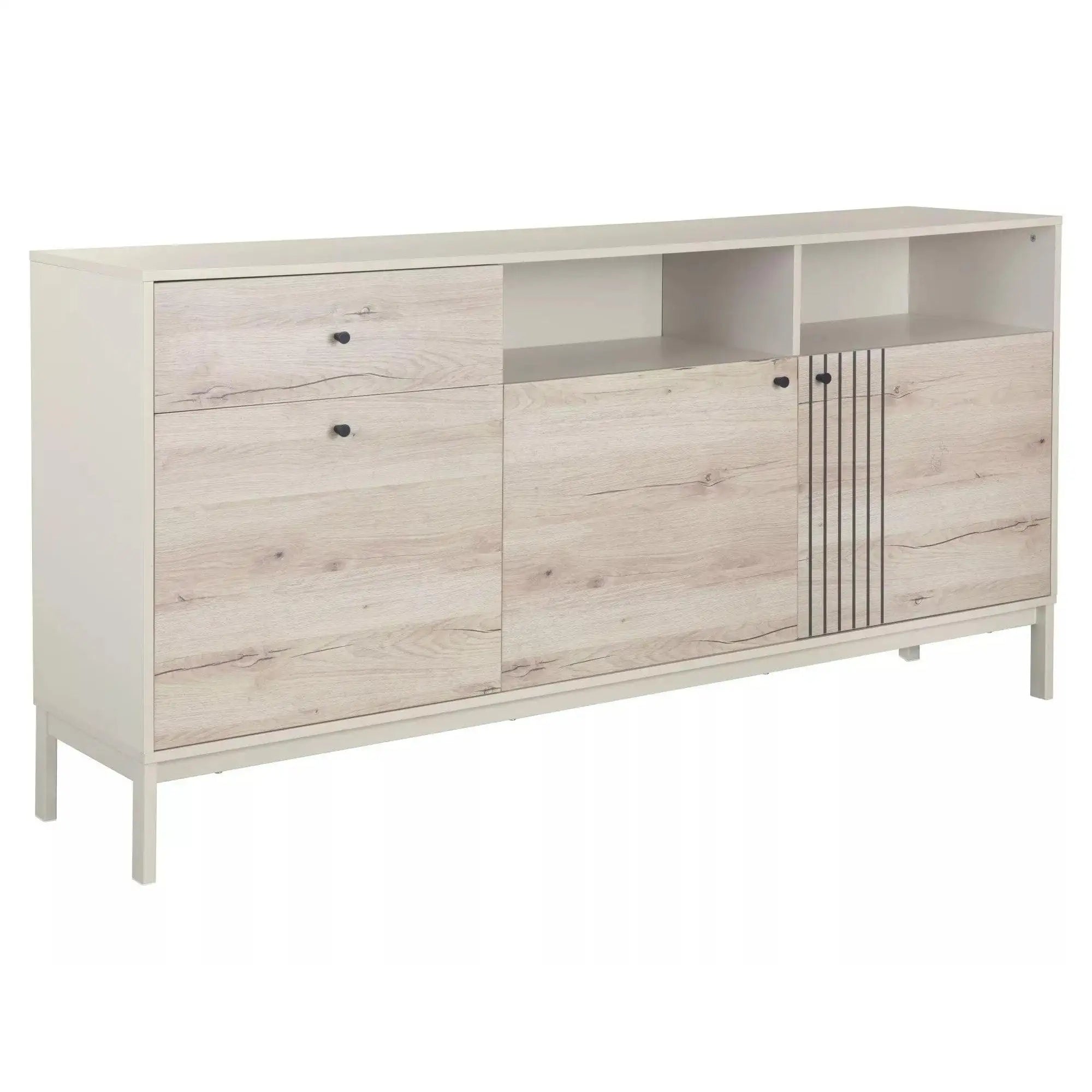 Comoda FROST K1, stejar alpin/alb, PAL/metal, 180x40x90 cm