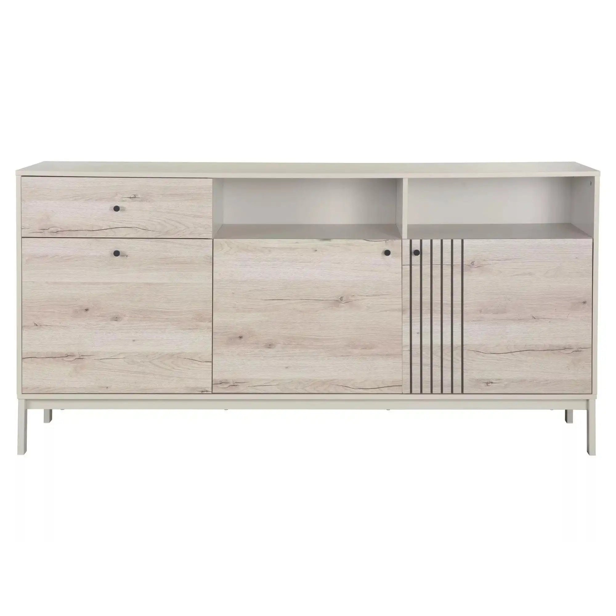 Comoda FROST K1, stejar alpin/alb, PAL/metal, 180x40x90 cm