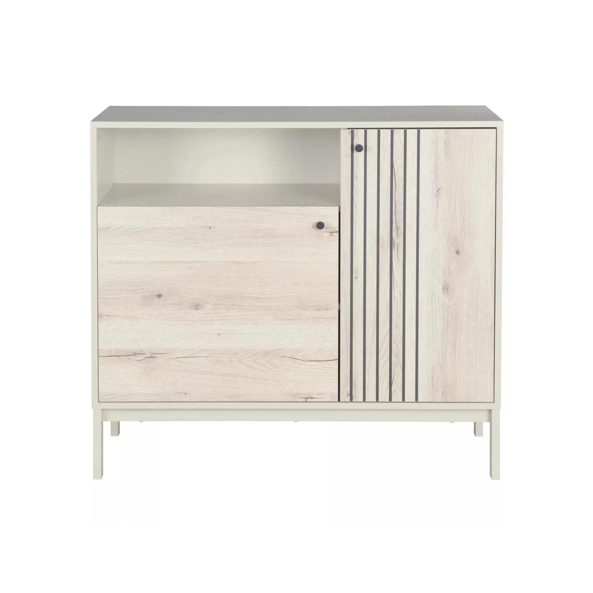 Comoda FROST K2, stejar alpin/alb, PAL/metal, 100x40x90 cm