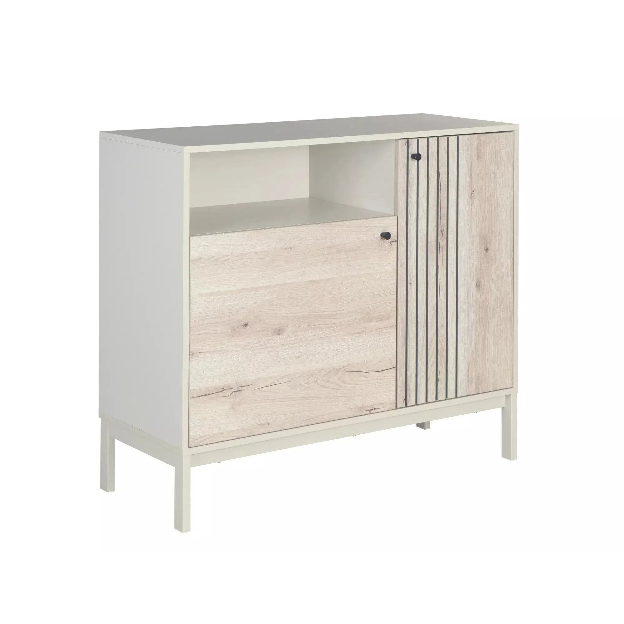 Comoda FROST K2, stejar alpin/alb, PAL/metal, 100x40x90 cm