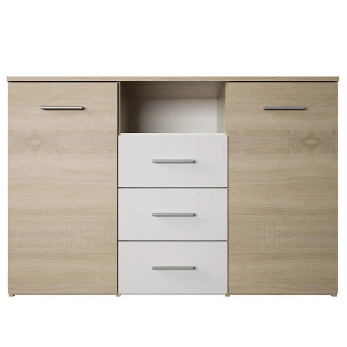 Comoda GABRIELA, stejar sonoma/alb, PAL laminat, 120x38x80 cm