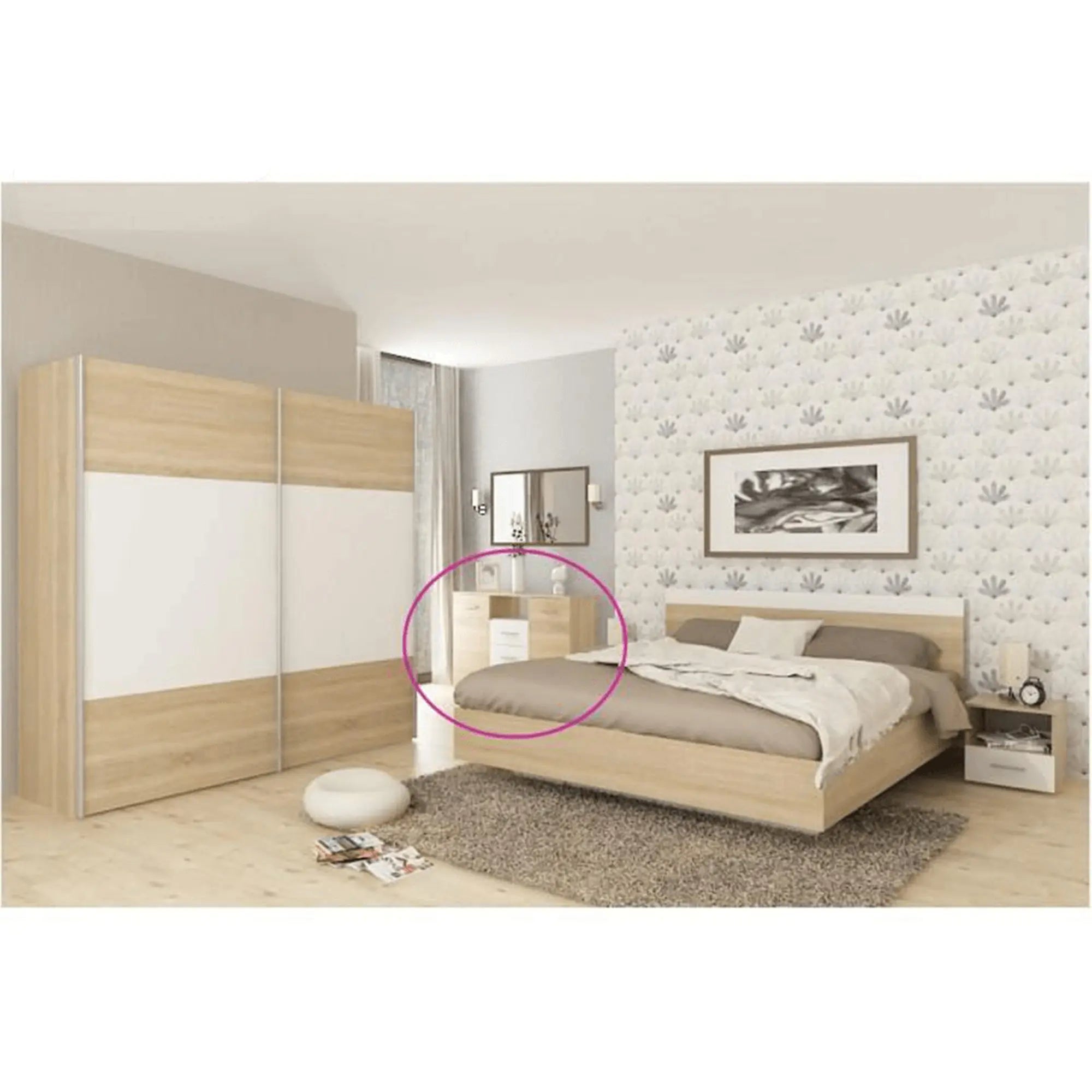 Comoda GABRIELA, stejar sonoma/alb, PAL laminat, 120x38x80 cm