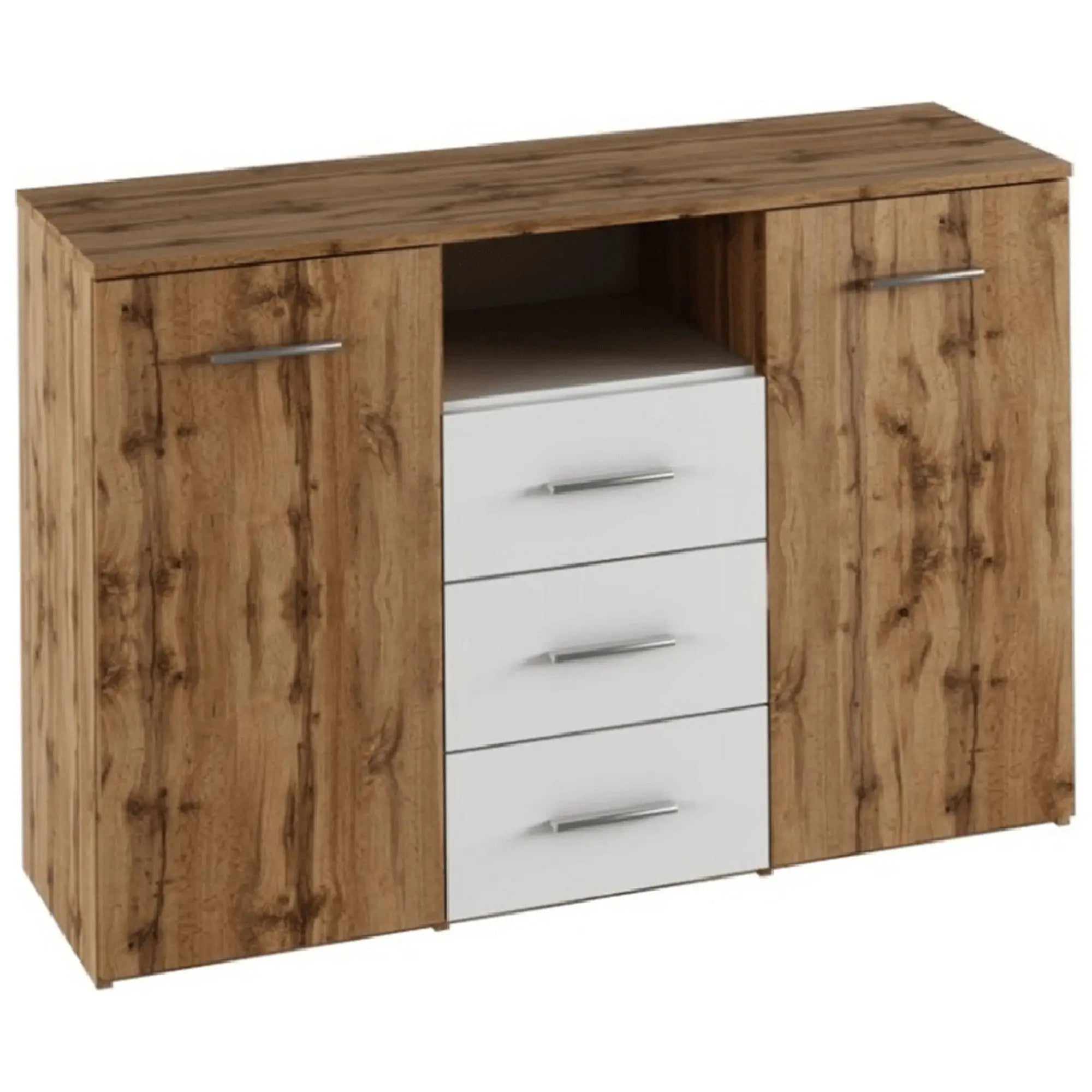 Comoda GABRIELA, stejar wotan/alb, PAL laminat, 120x38x80 cm