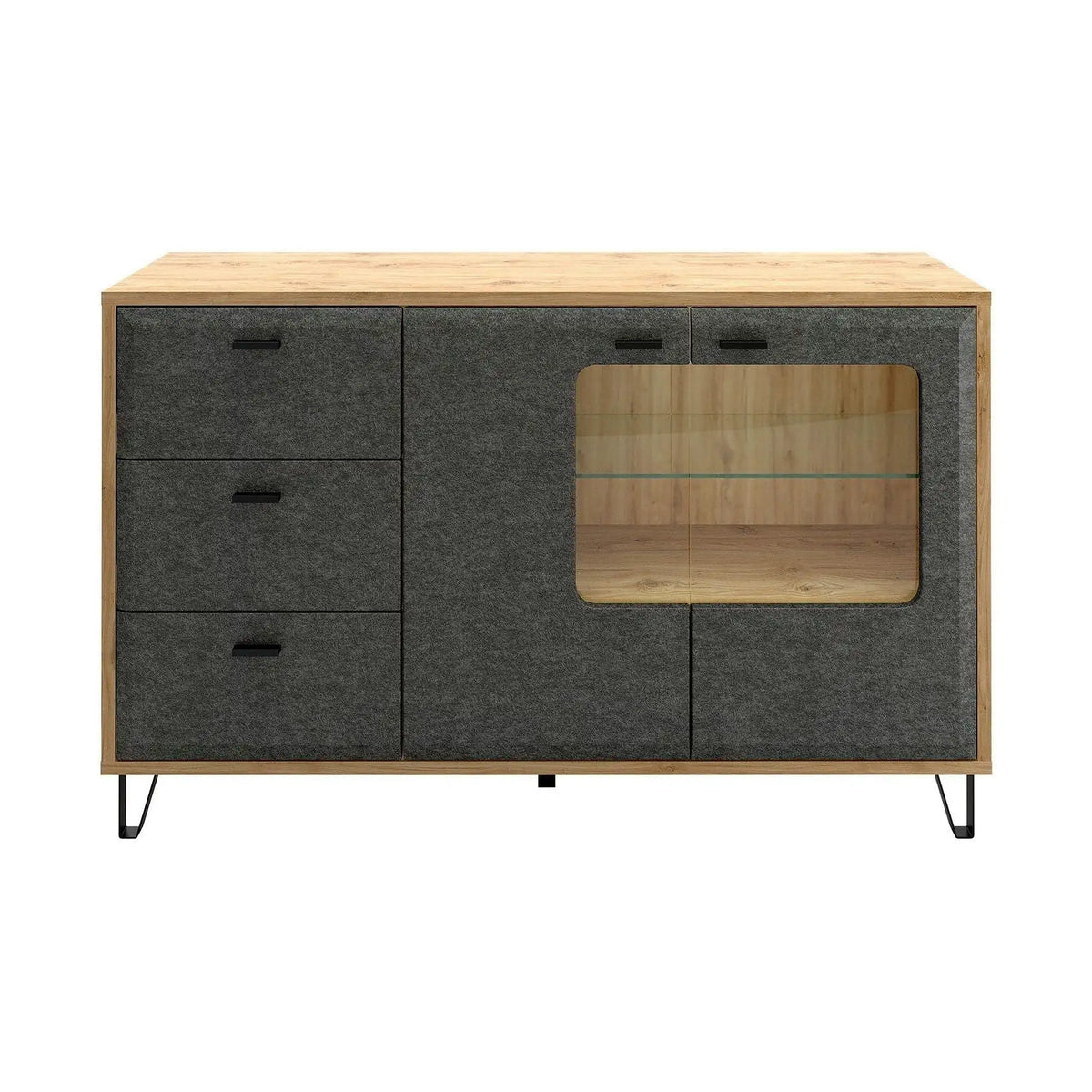 Comoda GRACE, stejar/gri antracit, PAL laminat, 144x42x90 cm