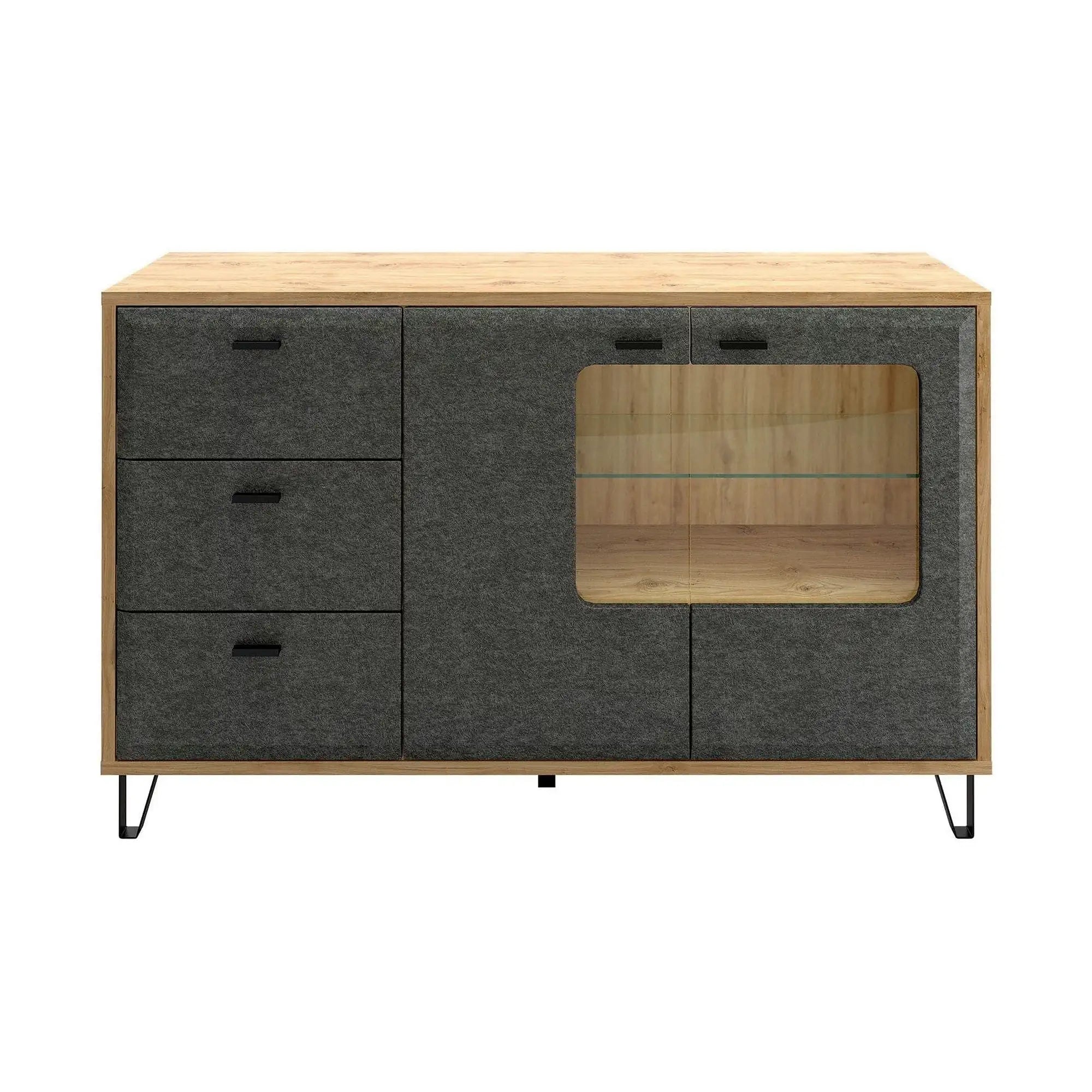 Comoda GRACE, stejar/gri antracit, PAL laminat, 144x42x90 cm