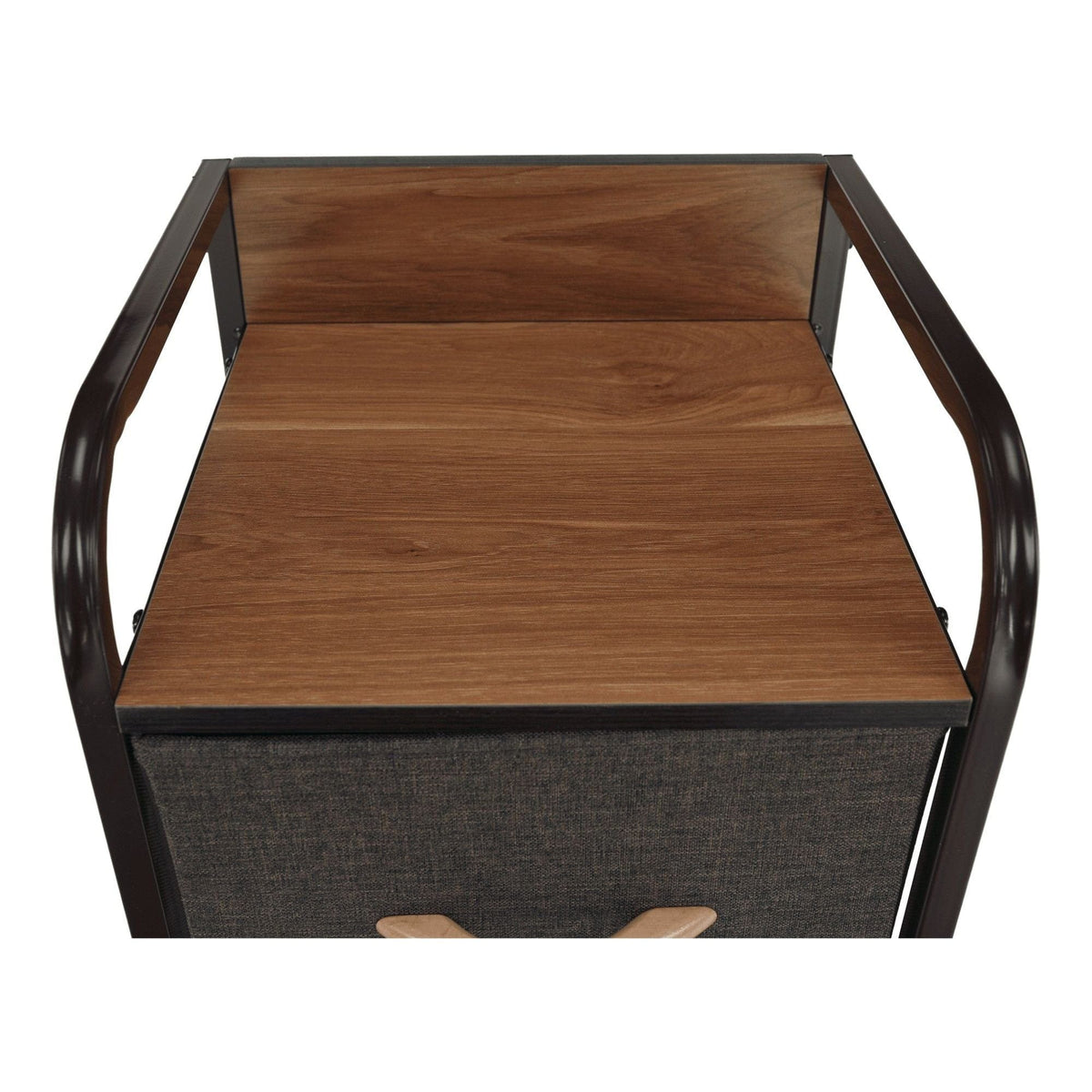 Comoda HAZEL TYP 1, bej/maro, MDF/metal/lemn/material textil, 31x29x99 cm