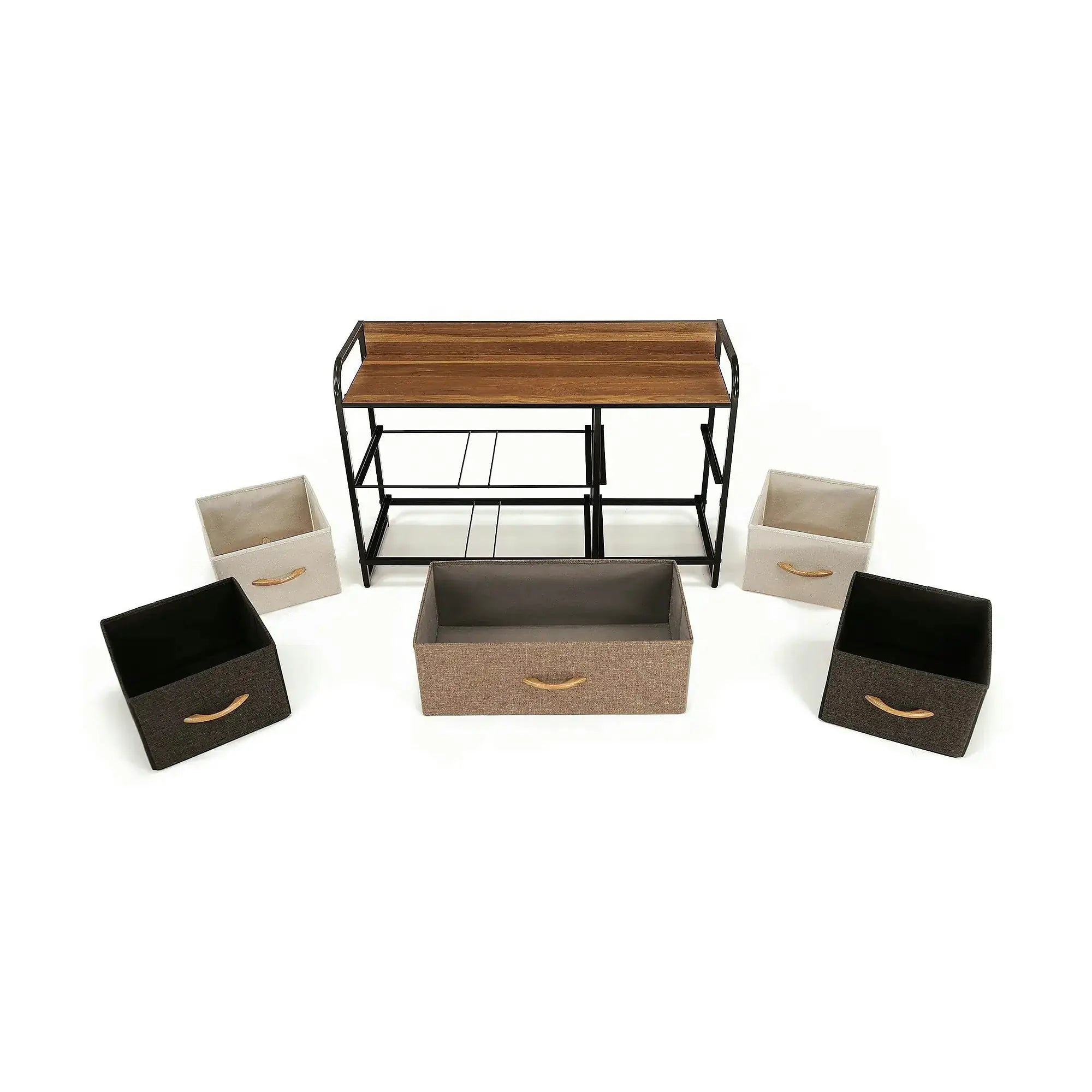 Comoda HAZEL TYP 4, bej/maro/negru, 80x29x79 cm