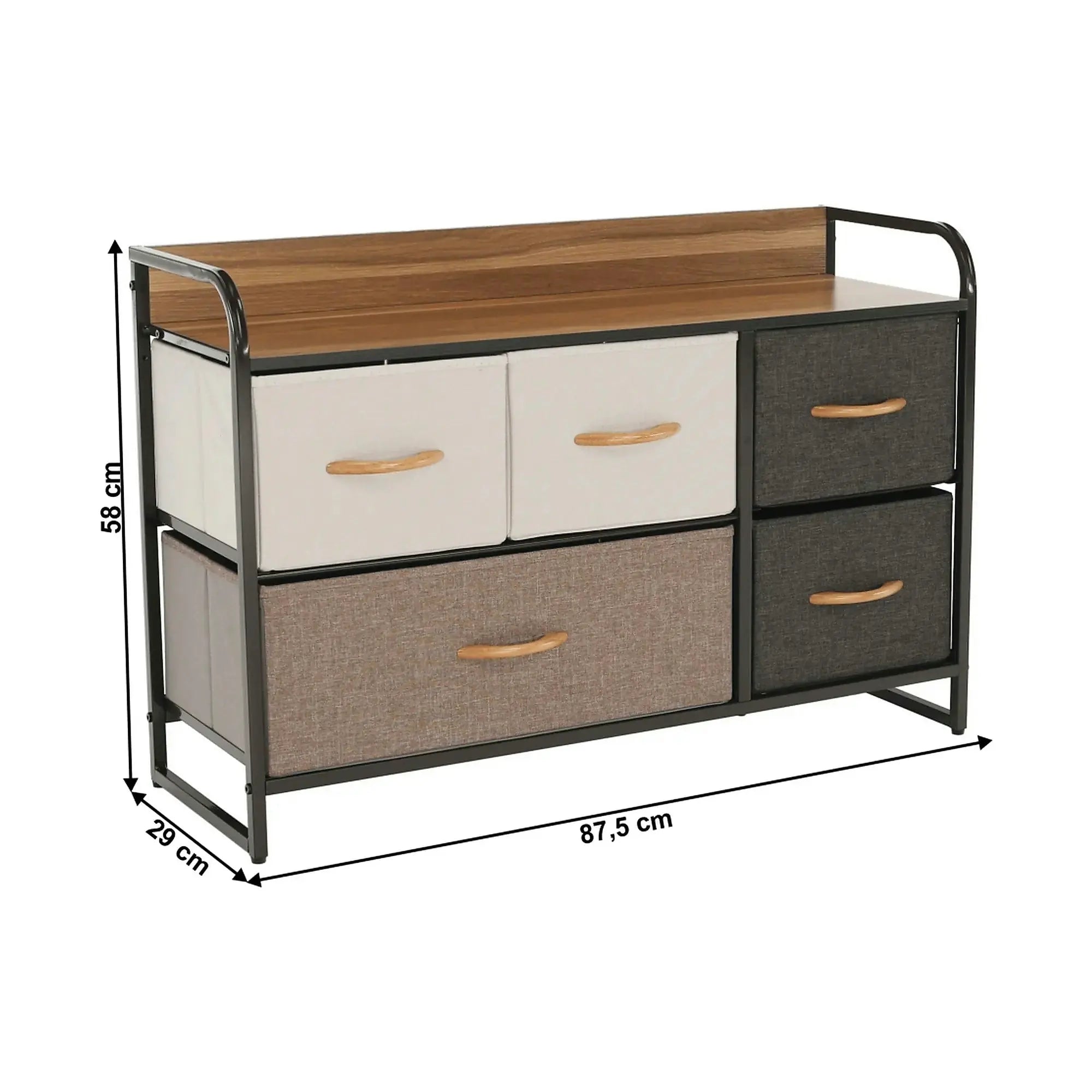 Comoda HAZEL TYP 4, bej/maro/negru, 80x29x79 cm