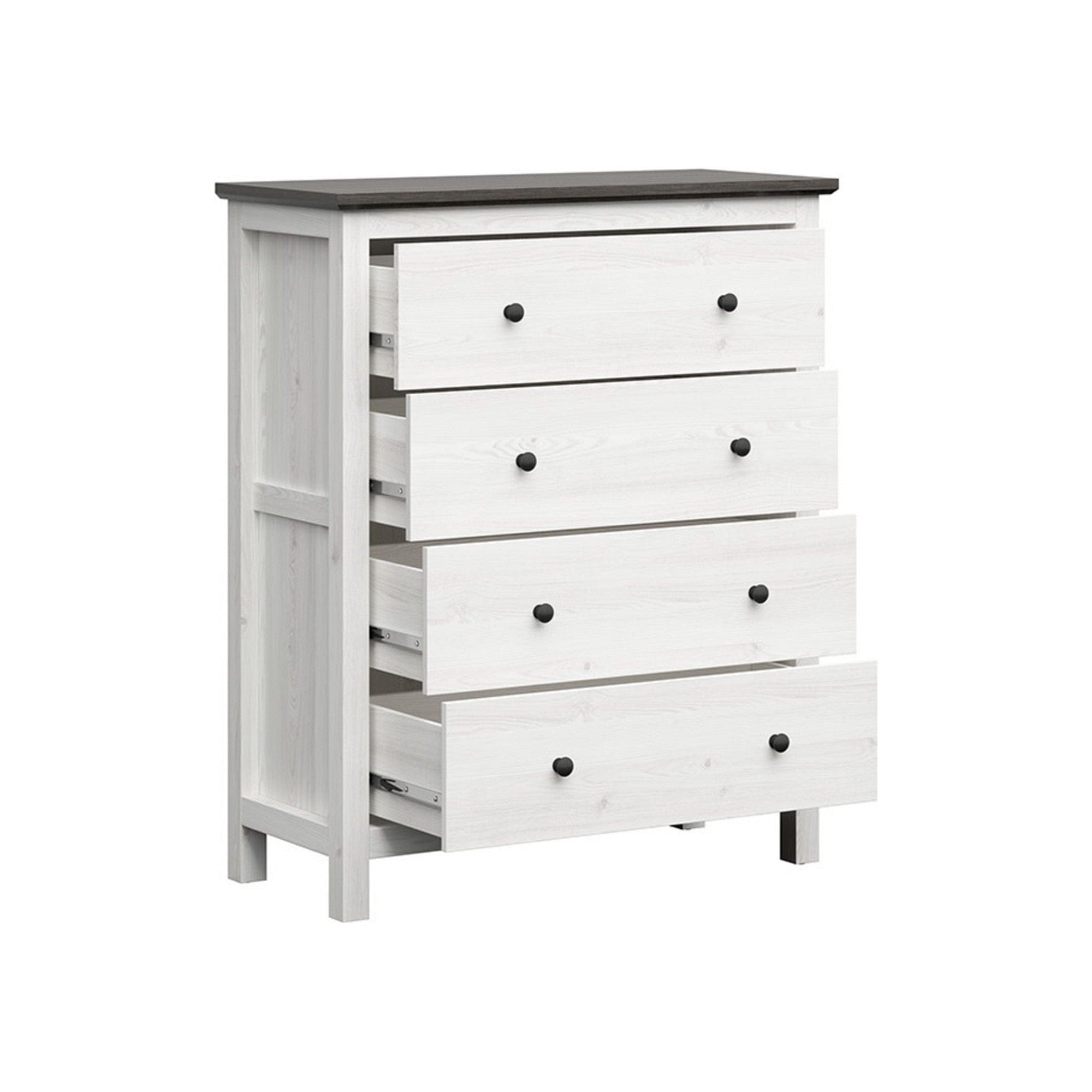 Comoda HESEN, alb/pin larico, PAL, 101x44x120 cm