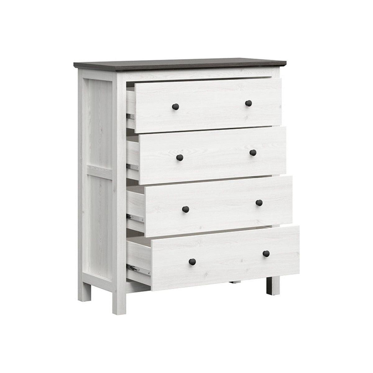 Comoda HESEN, alb/pin larico, PAL, 101x44x120 cm