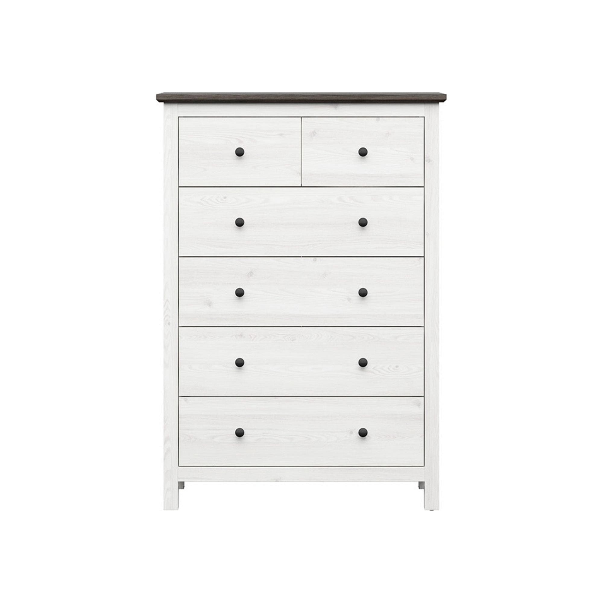 Comoda HESEN, alb/pin larico, PAL, 101x44x145 cm