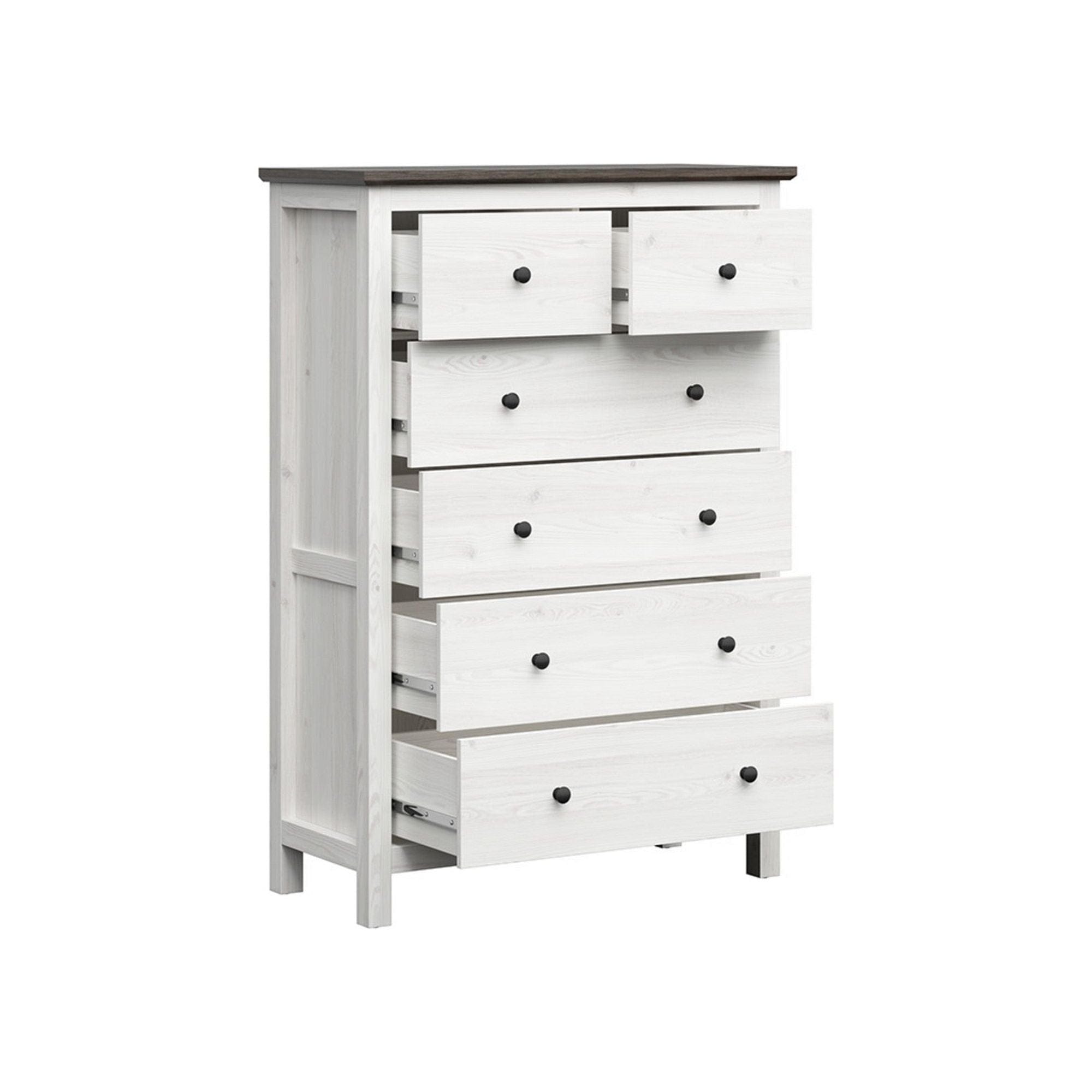 Comoda HESEN, alb/pin larico, PAL, 101x44x145 cm