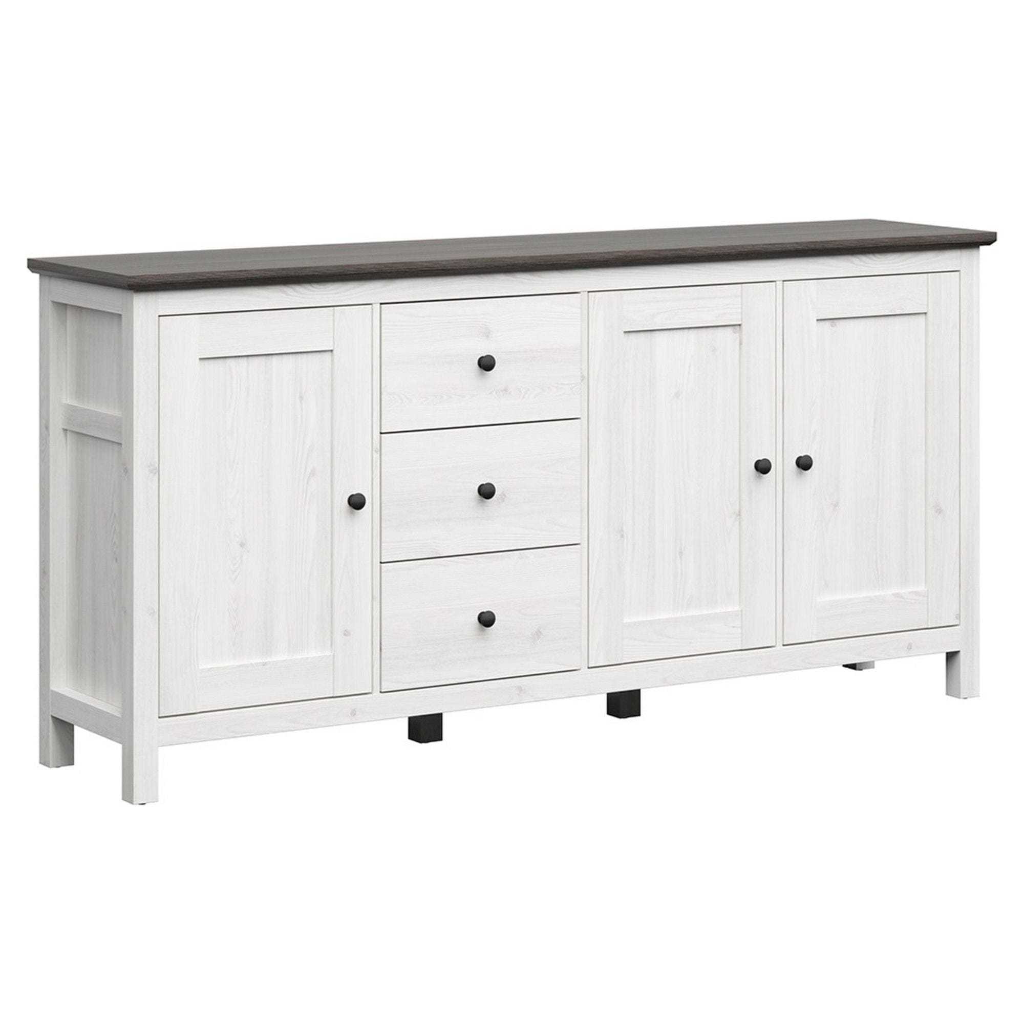 Comoda HESEN, alb/pin larico, PAL, 199x44x96 cm