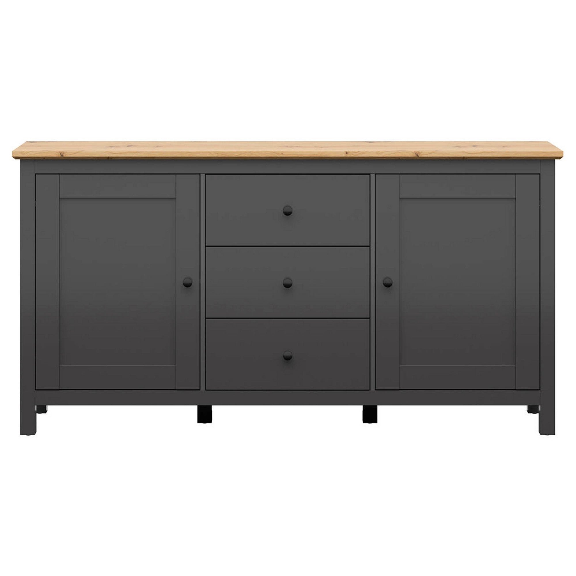 Comoda HESEN, gri grafit/stejar artisan, PAL, 186x44x96 cm