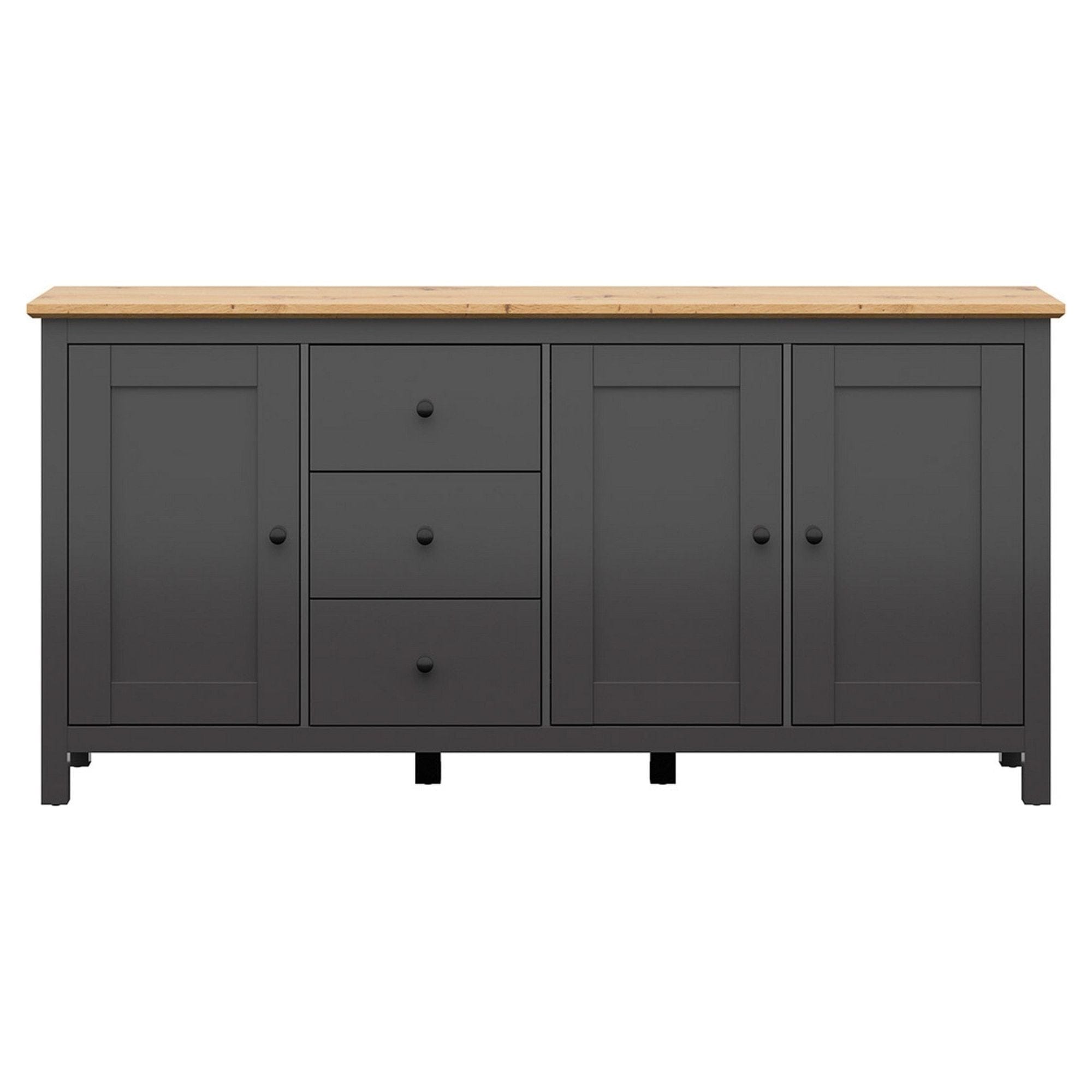 Comoda HESEN, gri grafit/stejar artisan, PAL melaminat, 199x44x96 cm