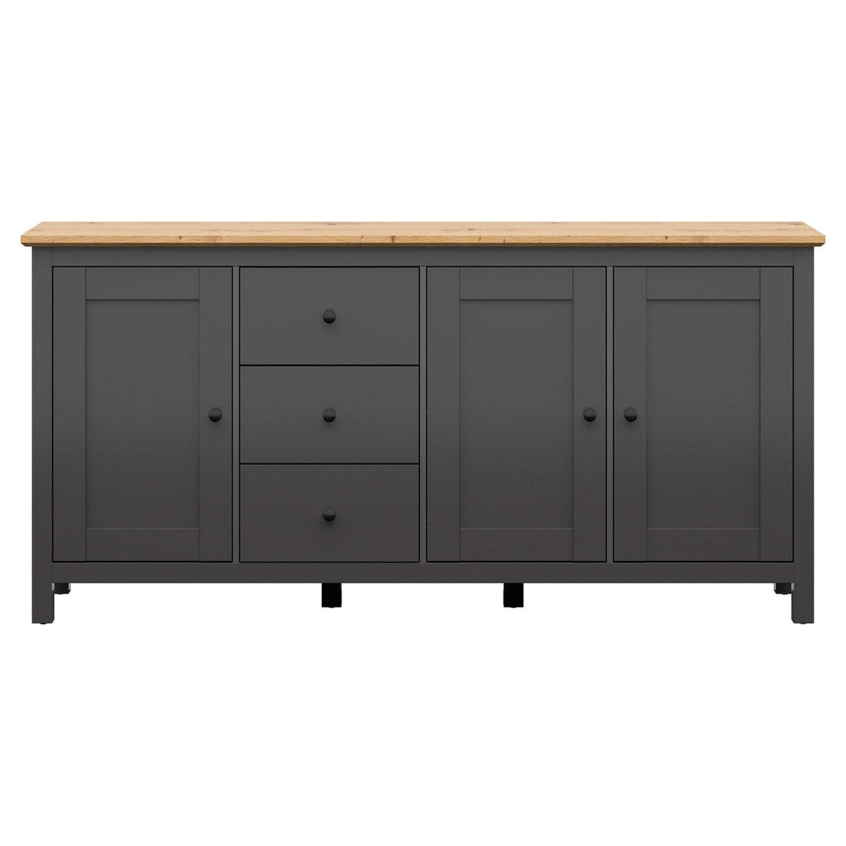 Comoda HESEN, gri grafit/stejar artisan, PAL melaminat, 199x44x96 cm