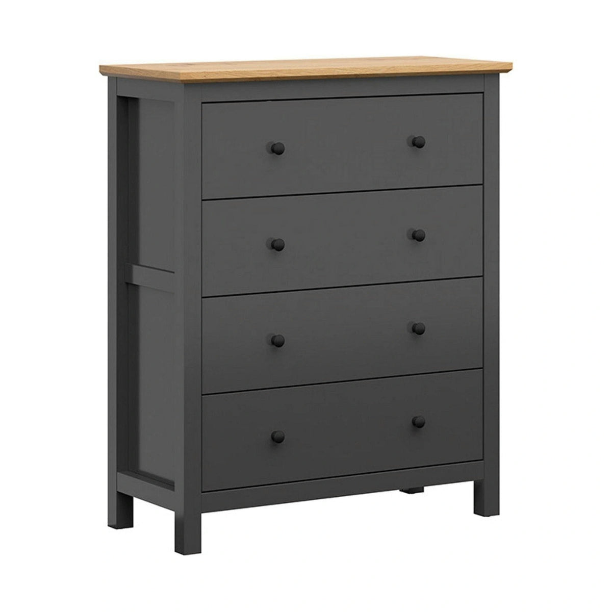 Comoda HESEN, gri grafit/stejar artisan, PAL melaminat, cu sertare, 101x44x121 cm
