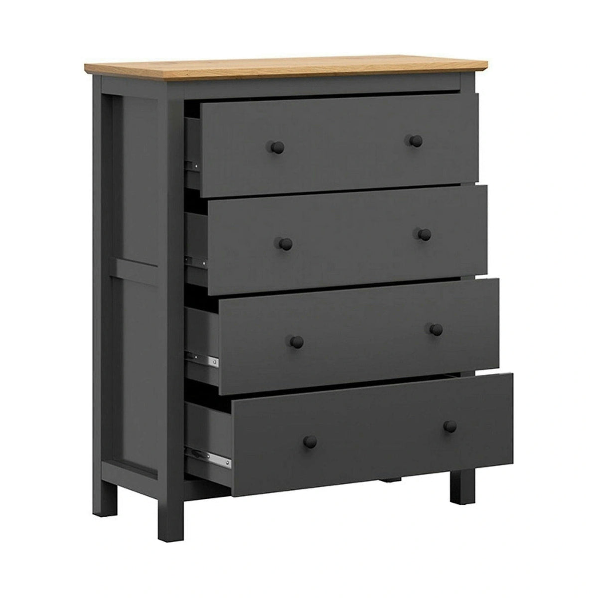 Comoda HESEN, gri grafit/stejar artisan, PAL melaminat, cu sertare, 101x44x121 cm