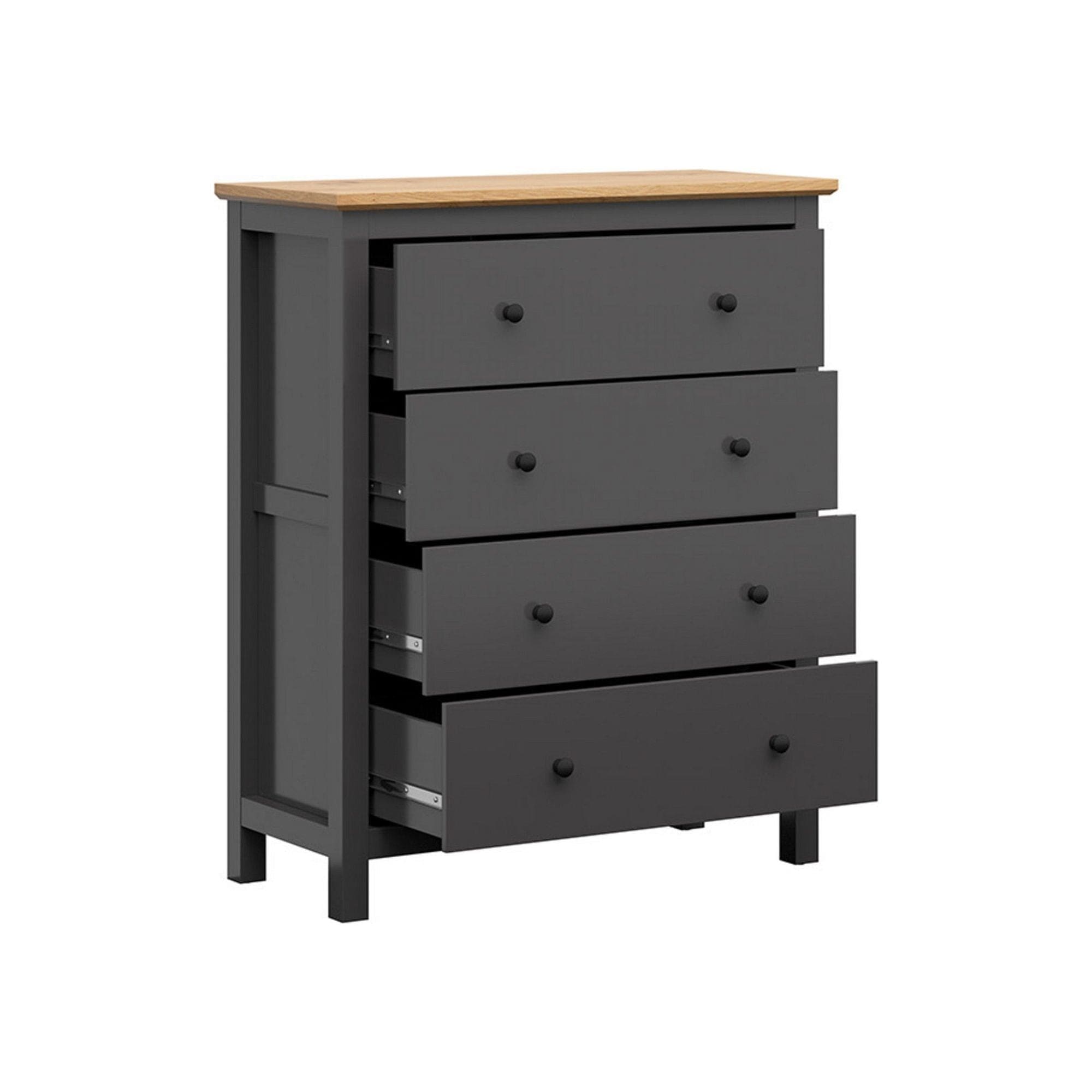 Comoda HESEN, gri grafit/stejar artisan, PAL melaminat, cu sertare, 101x44x121 cm