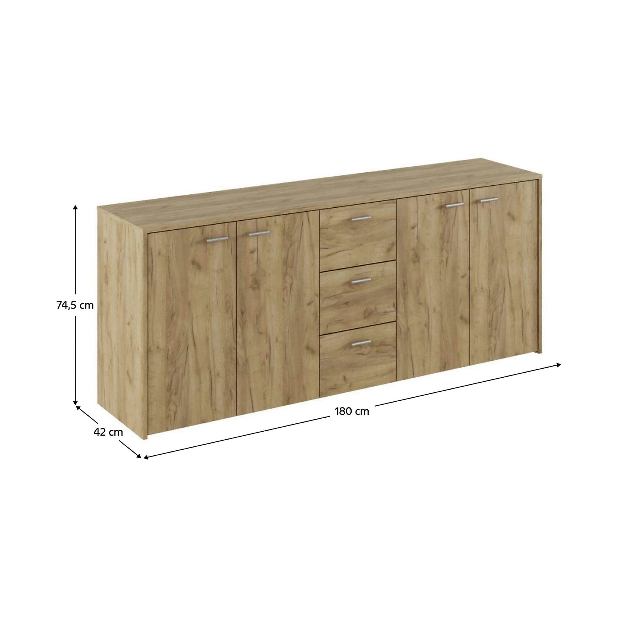 Comoda HUGOS 180, stejar artisan, PAL melaminat, 180x42x75 cm