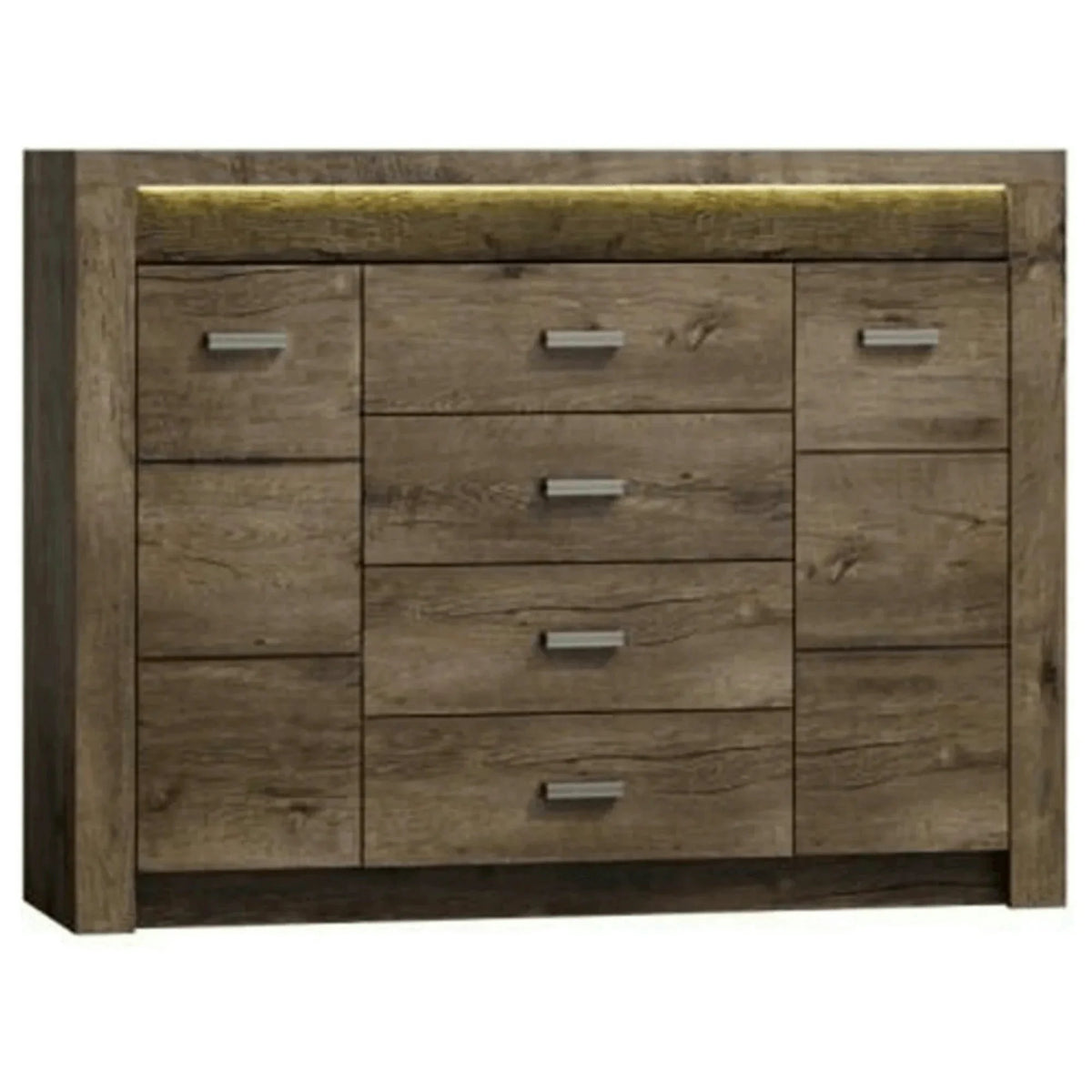 Comoda INFINITY I-07, frasin inchis, PAL melaminat, metal, 137x42x104 cm