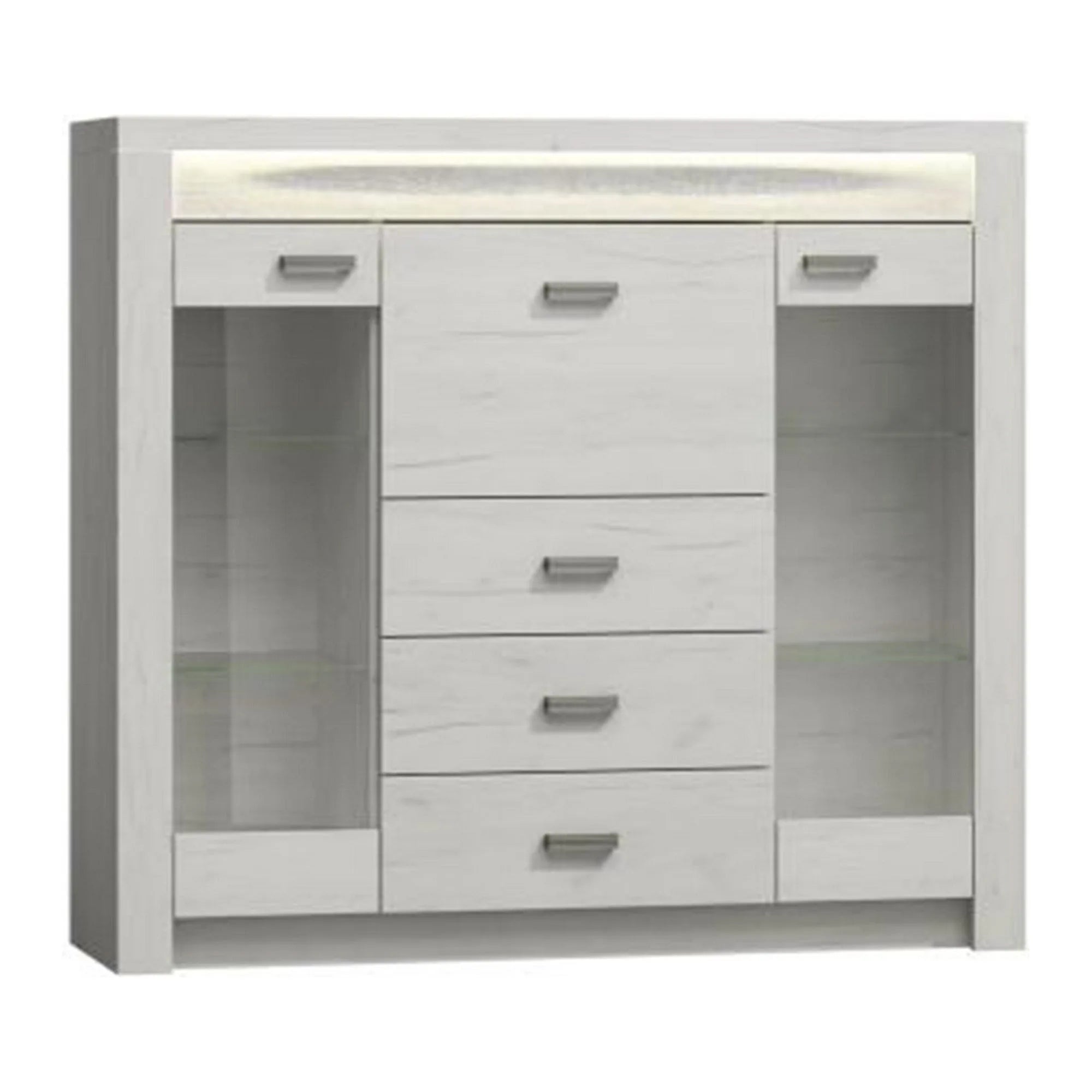 Comoda INFINITY I-08, frasin alb, PAL melaminat, 137x42x122 cm