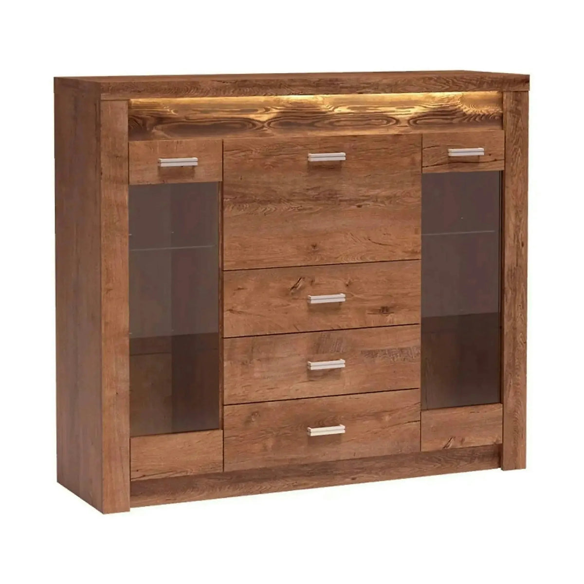 Comoda INFINITY I-08, frasin deschis, PAL melaminat, 137x42x122 cm