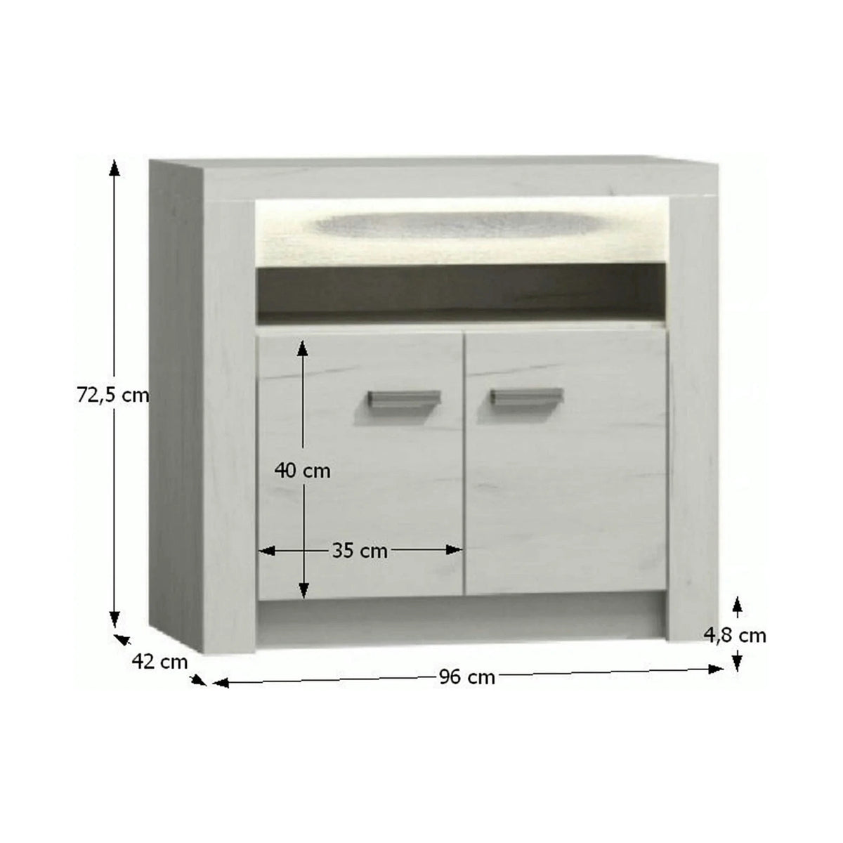 Comoda INFINITY I-10, frasin alb, PAL laminat, 96x42x73 cm