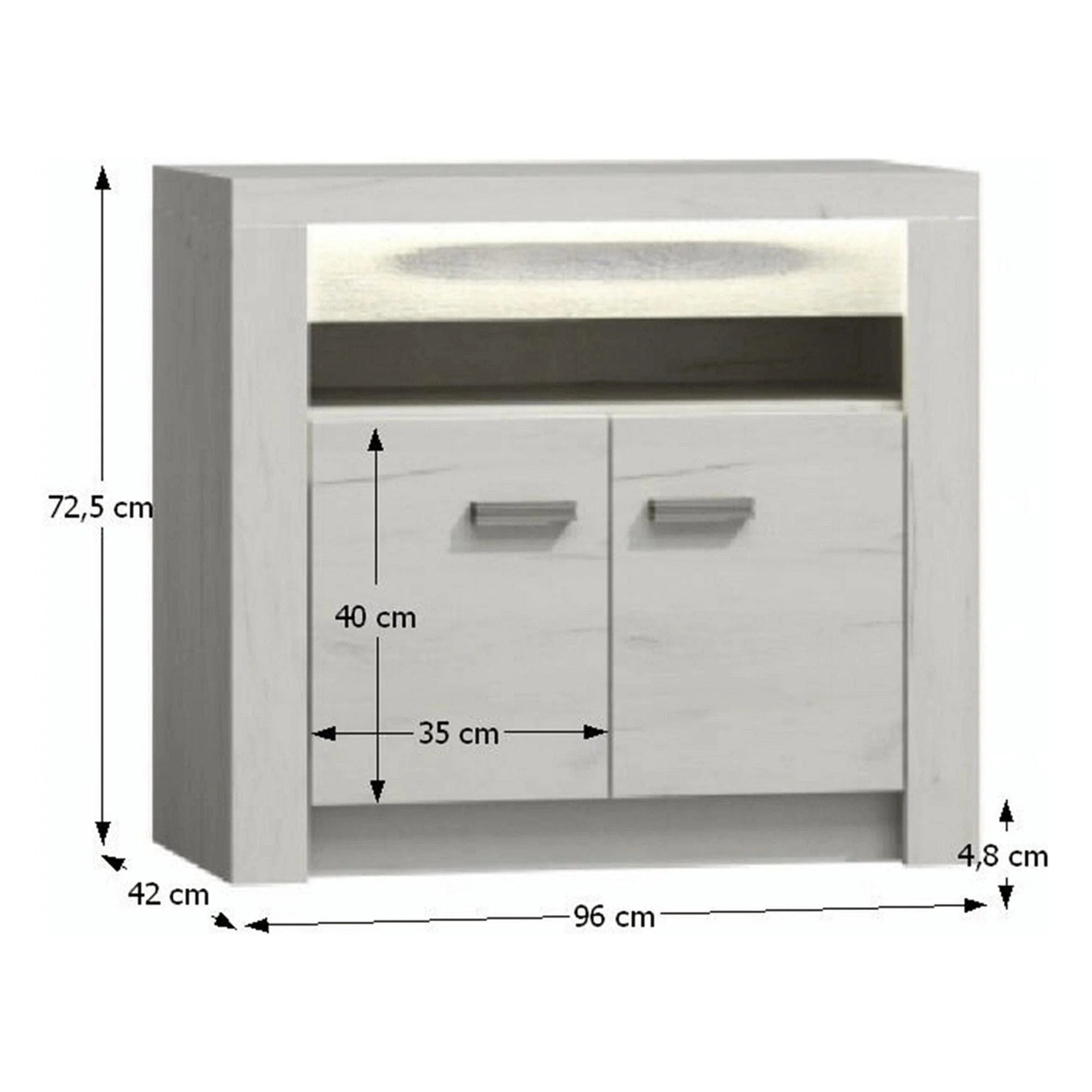 Comoda INFINITY I-10, frasin alb, PAL laminat, 96x42x73 cm
