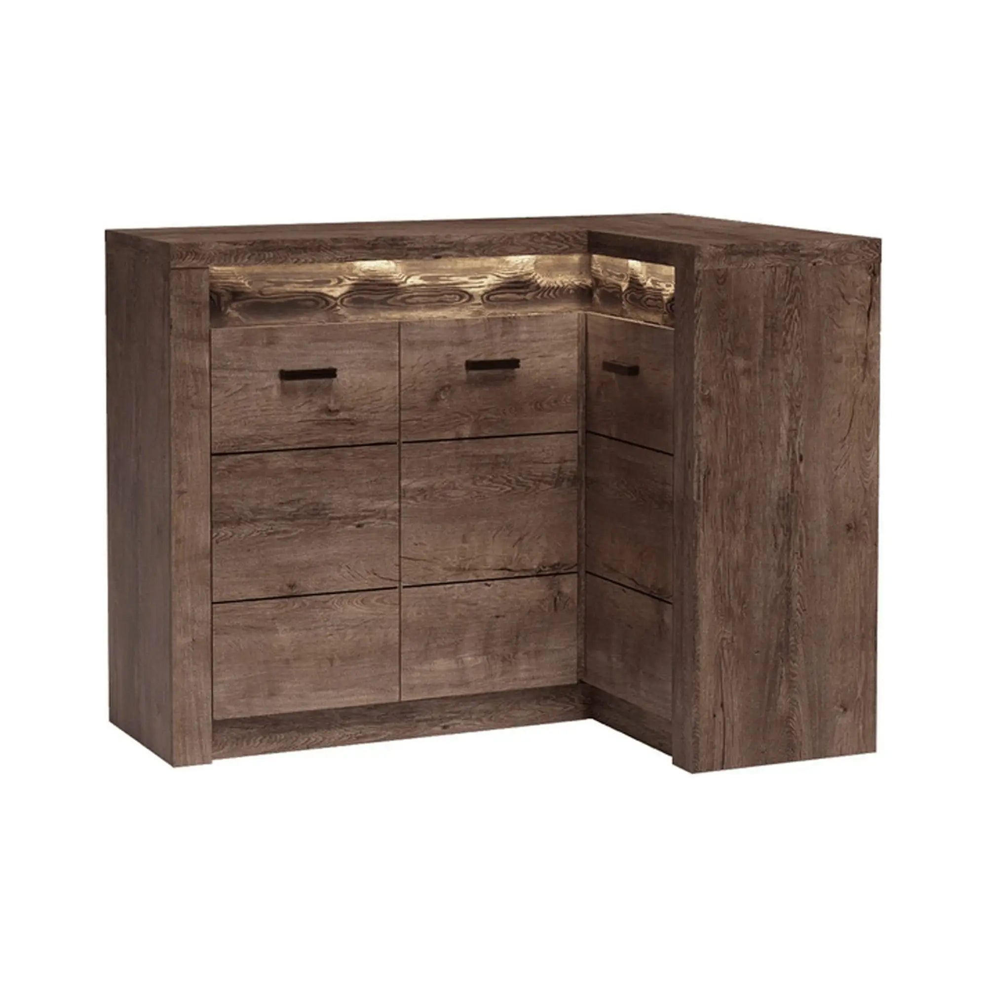 Comoda INFINITY I-15, maro inchis, PAL melaminat, cu iluminare LED, 131/90x42x104 cm