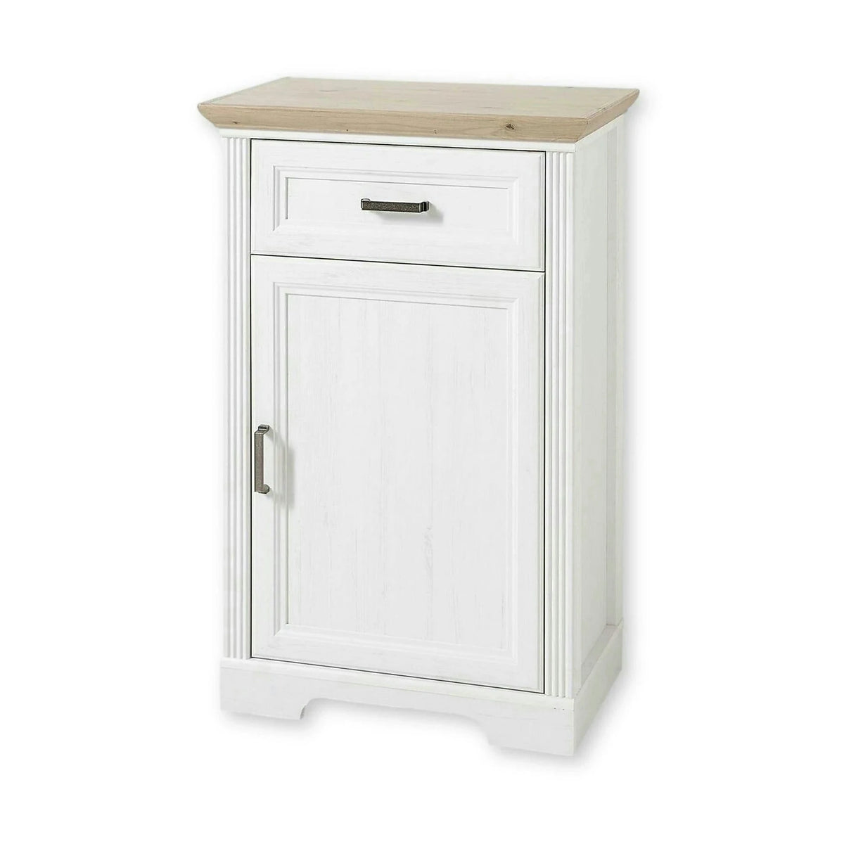 Comoda JASMIN, alb/stejar artisan, PAL, cu o usa si un sertar, 65x41x102 cm