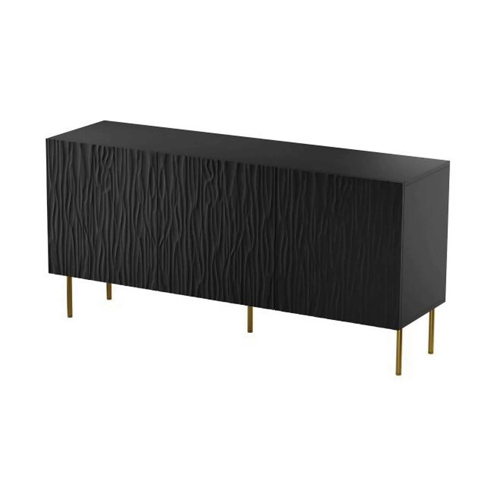 Comoda JUNGLE, negru/auriu, PAL laminat, 152x42x75 cm