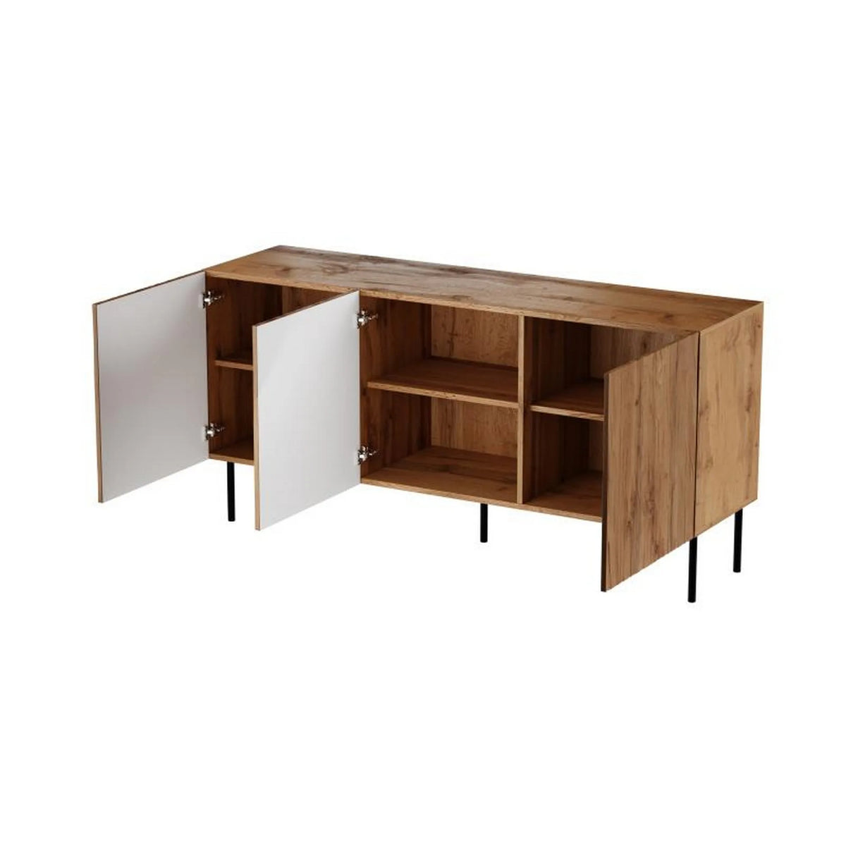 Comoda JUNGLE, stejar wotan/negru, PAL laminat, 152x42x75 cm