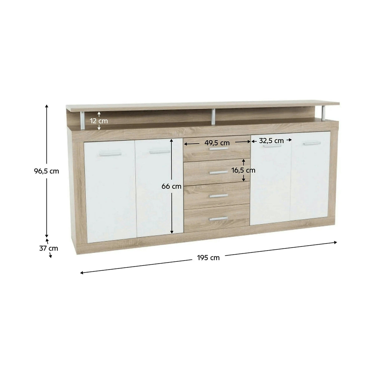 Comoda JUNO - JACHIM NEW, stejar sonoma/alb, PAL, 195x37x97 cm