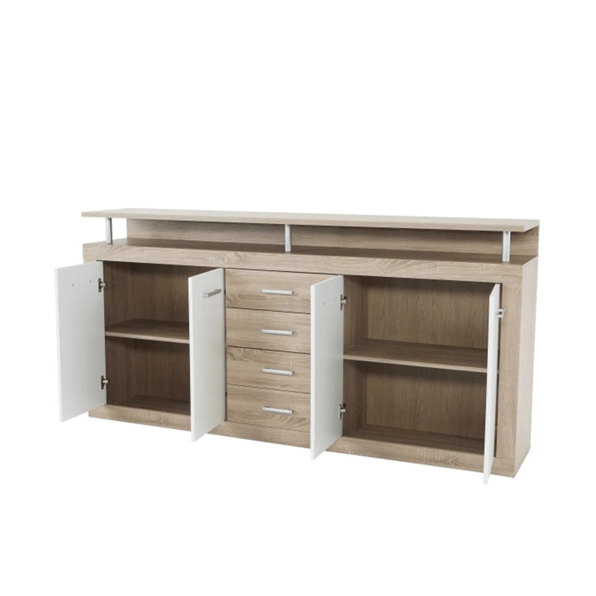 Comoda JUNO - JACHIM NEW, stejar sonoma/alb, PAL, 195x37x97 cm