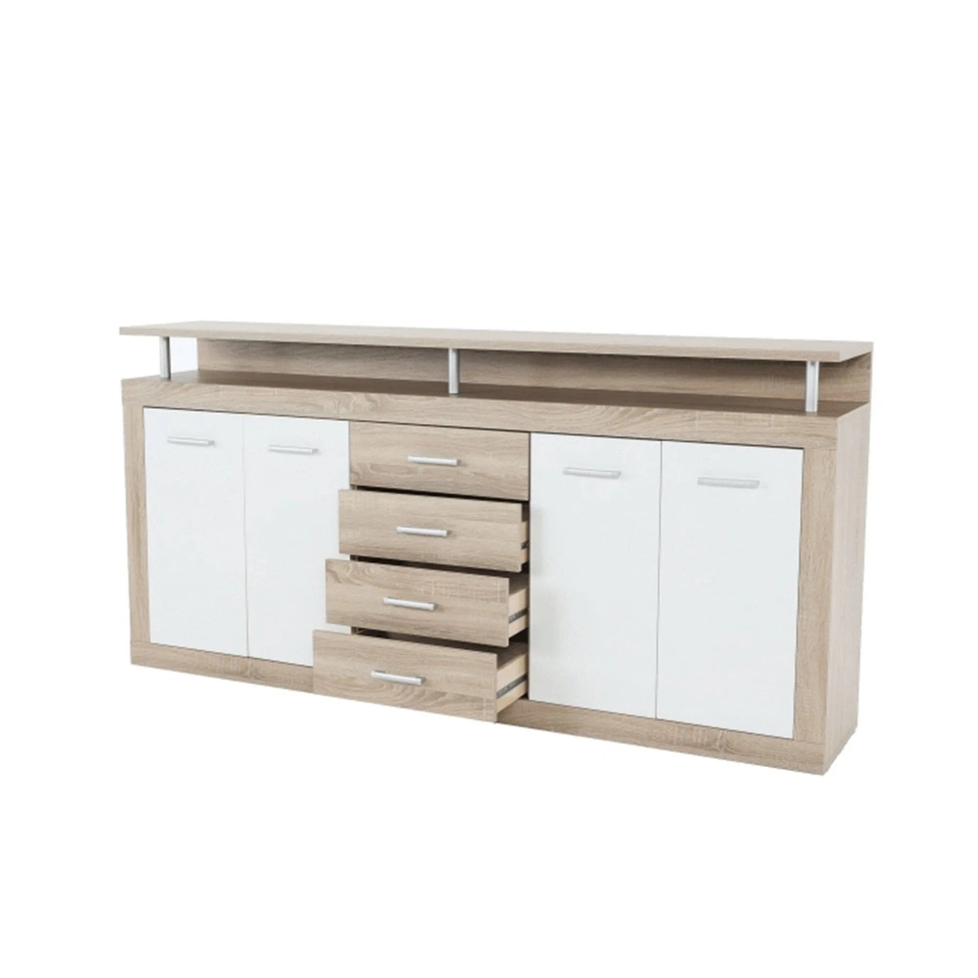 Comoda JUNO - JACHIM NEW, stejar sonoma/alb, PAL, 195x37x97 cm