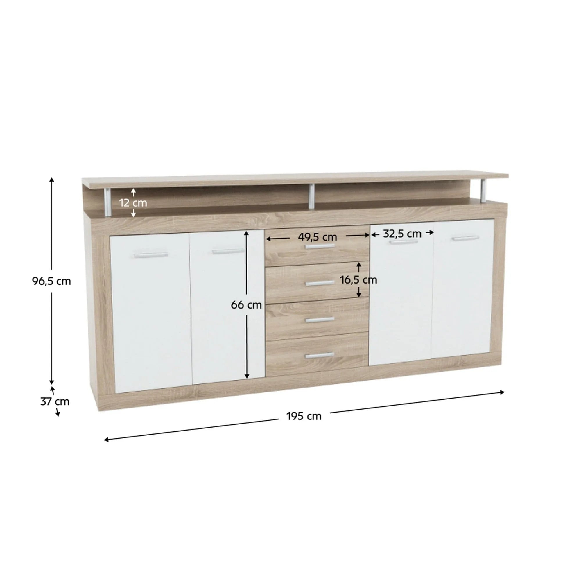 Comoda JUNO - JACHIM NEW, stejar sonoma/alb, PAL, 195x37x97 cm