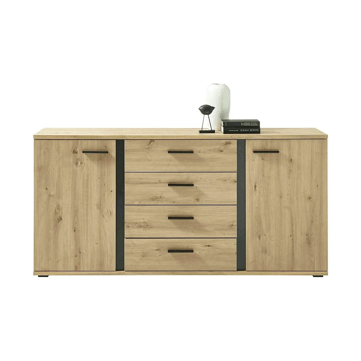 Comoda KANODE, stejar artisan/negru, PAL laminat, 170x40x84 cm