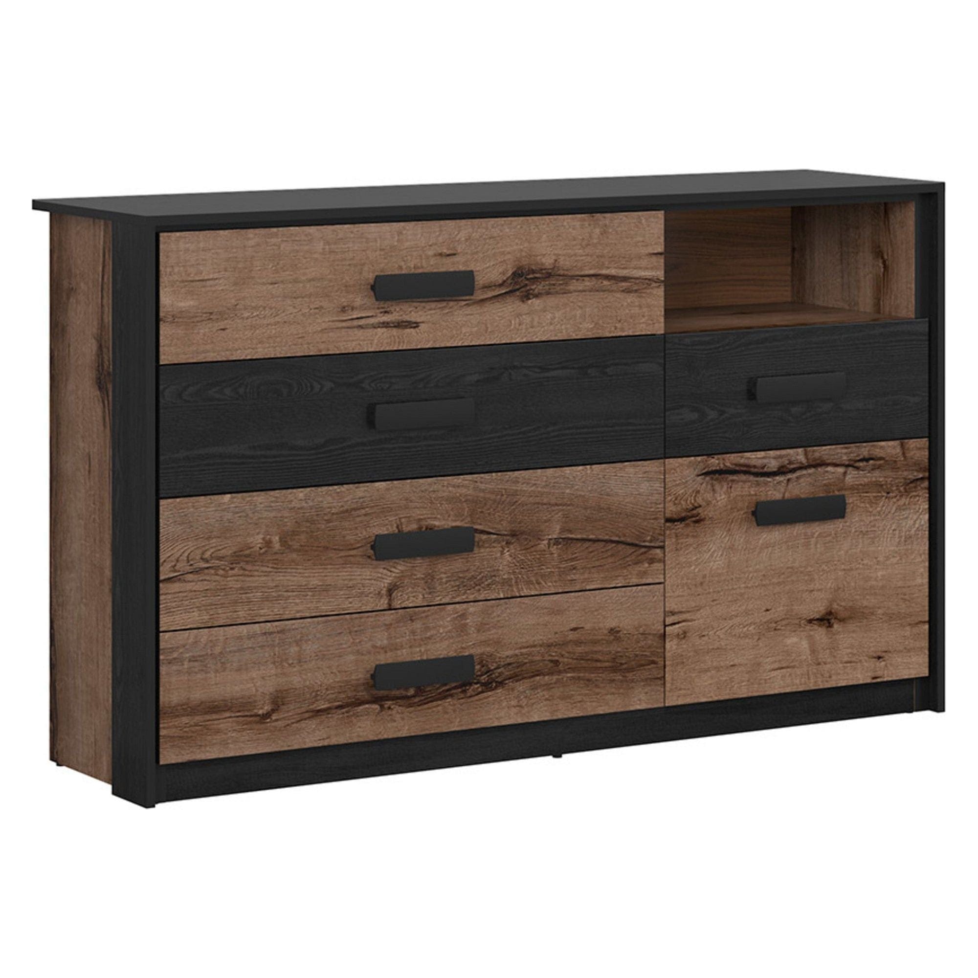 Comoda KASSEL, nuc/negru, PAL, 150x41x90 cm