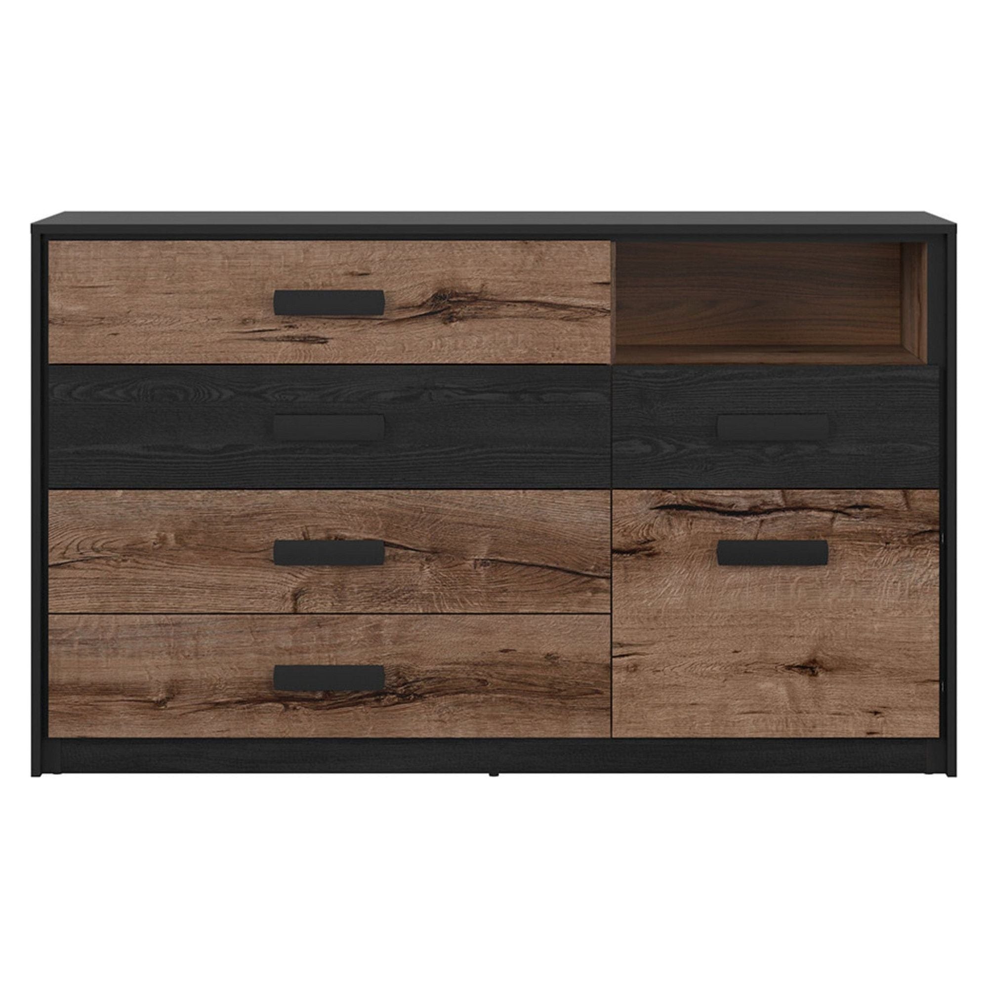 Comoda KASSEL, nuc/negru, PAL, 150x41x90 cm