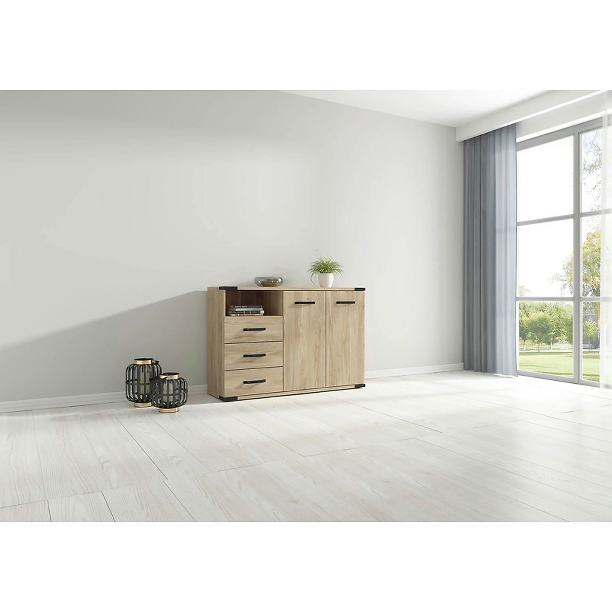 Comoda Lara, stejar, PAL, 90x40x88 cm