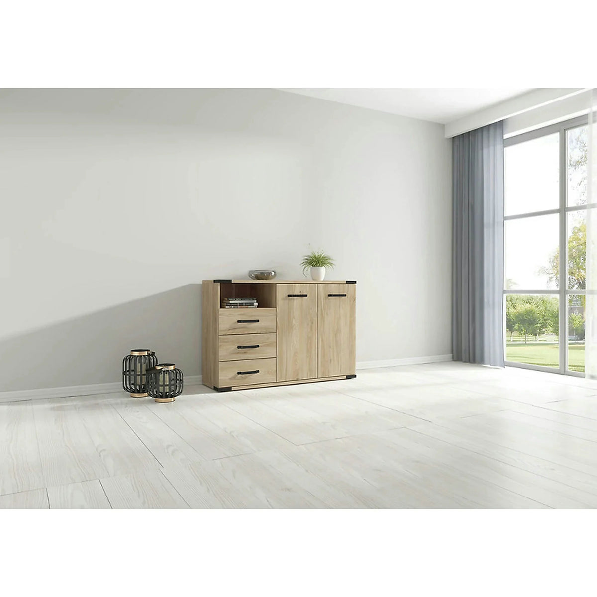 Comoda Lara, stejar, PAL, 90x40x88 cm