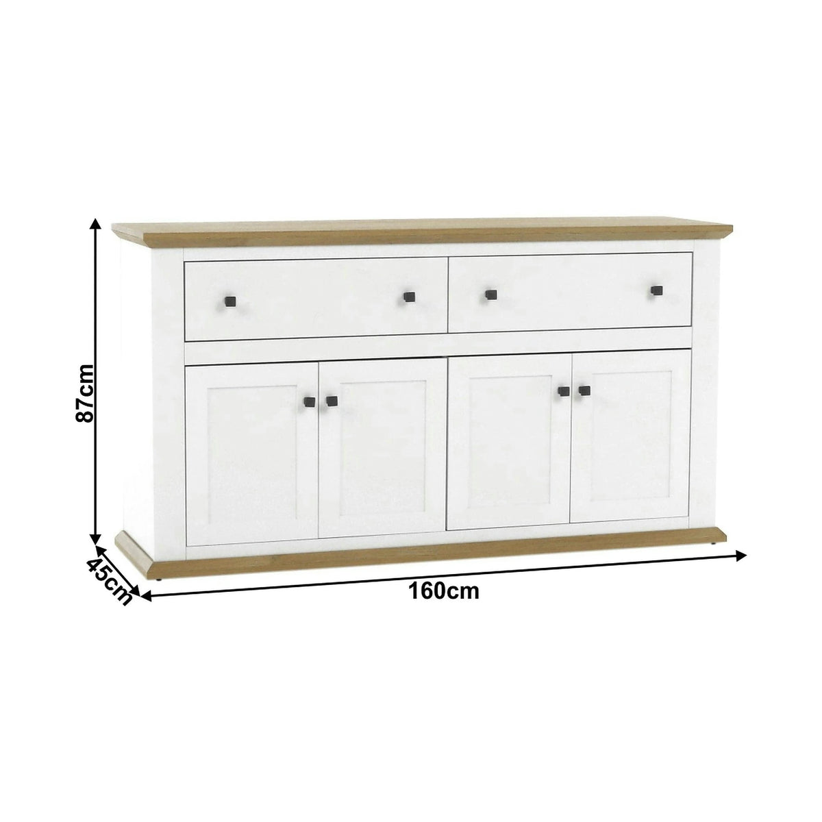 Comoda LEON MZ10, alb/stejar grand, DTD laminat, 160x45x87 cm