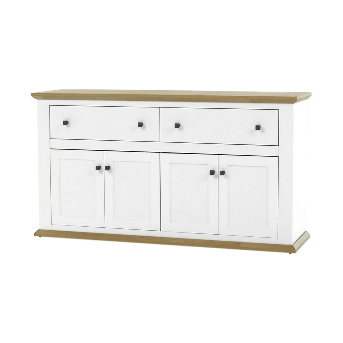 Comoda LEON MZ10, alb/stejar grand, DTD laminat, 160x45x87 cm