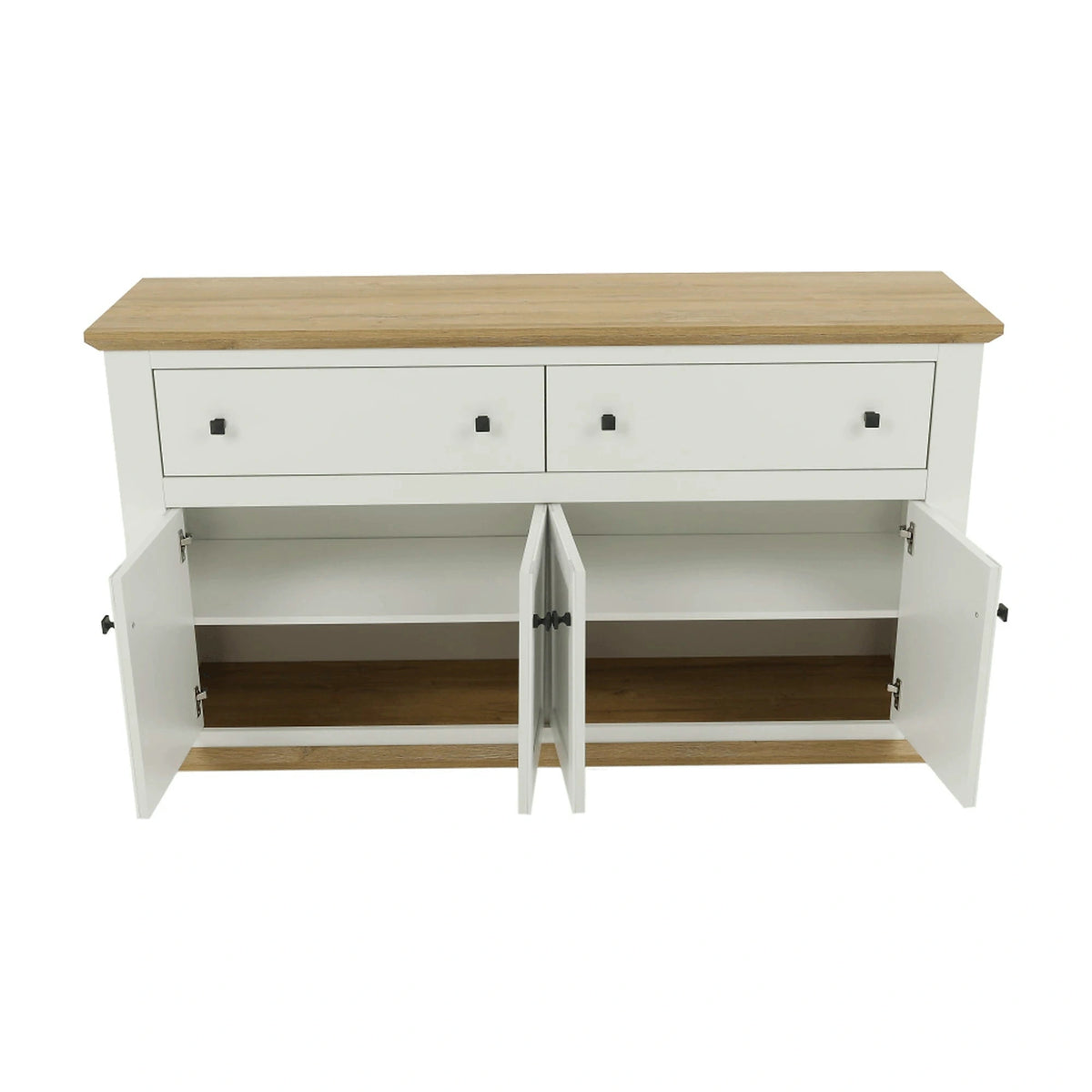Comoda LEON MZ10, alb/stejar grand, DTD laminat, 160x45x87 cm
