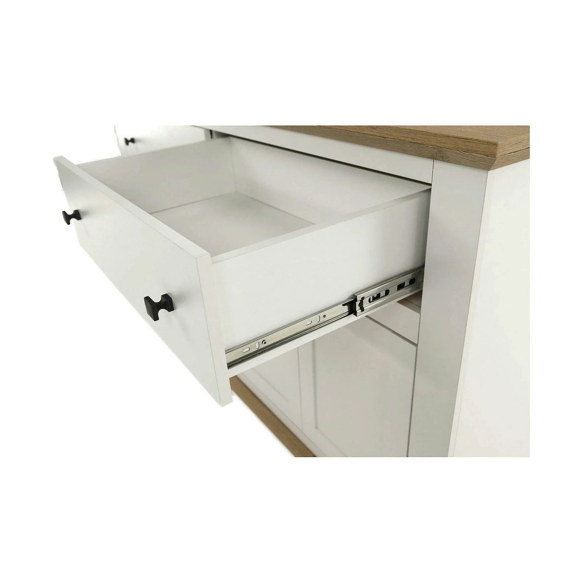 Comoda LEON MZ10, alb/stejar grand, DTD laminat, 160x45x87 cm
