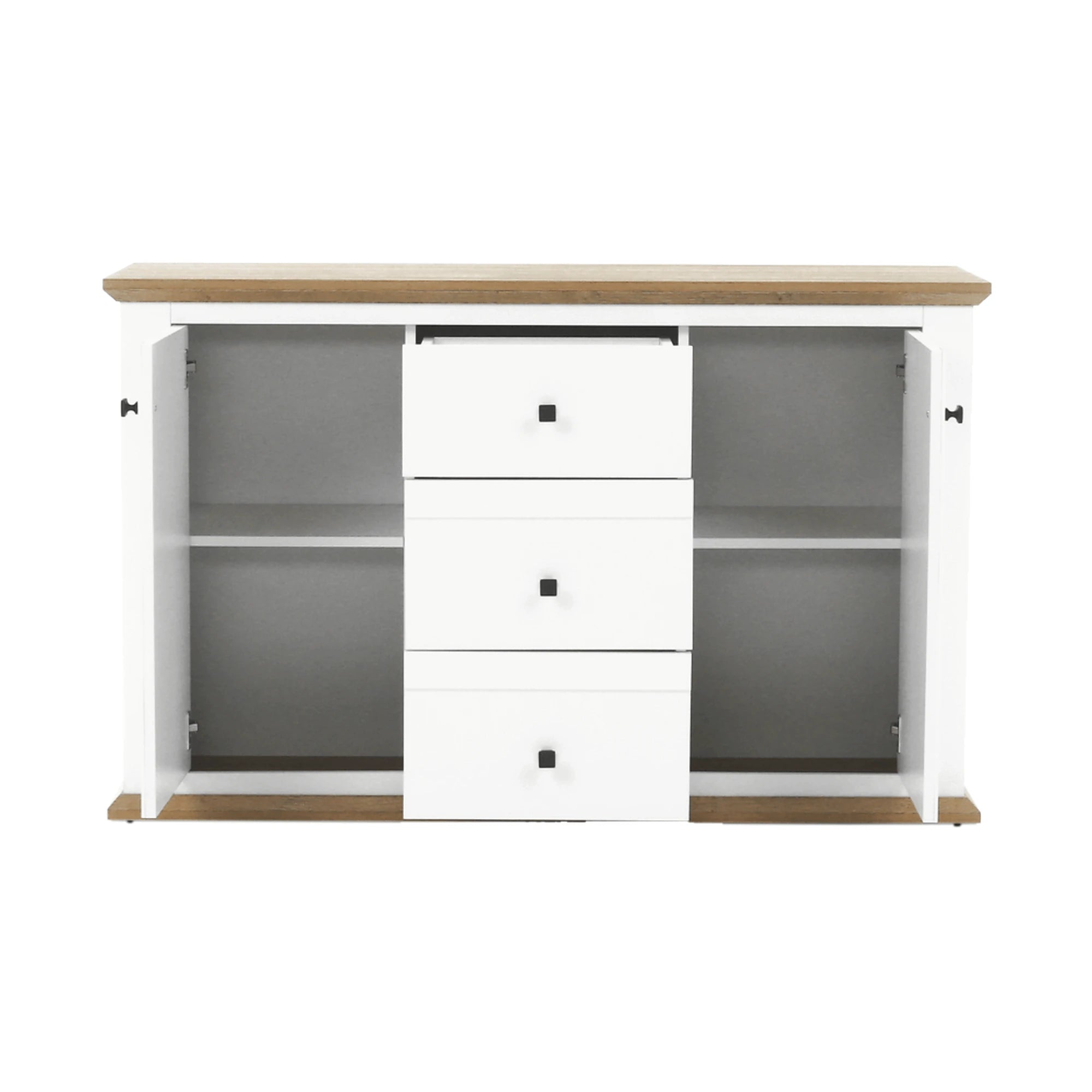 Comoda LEON MZ11, DTD laminat, alb/stejar grand, 140x45x87 cm