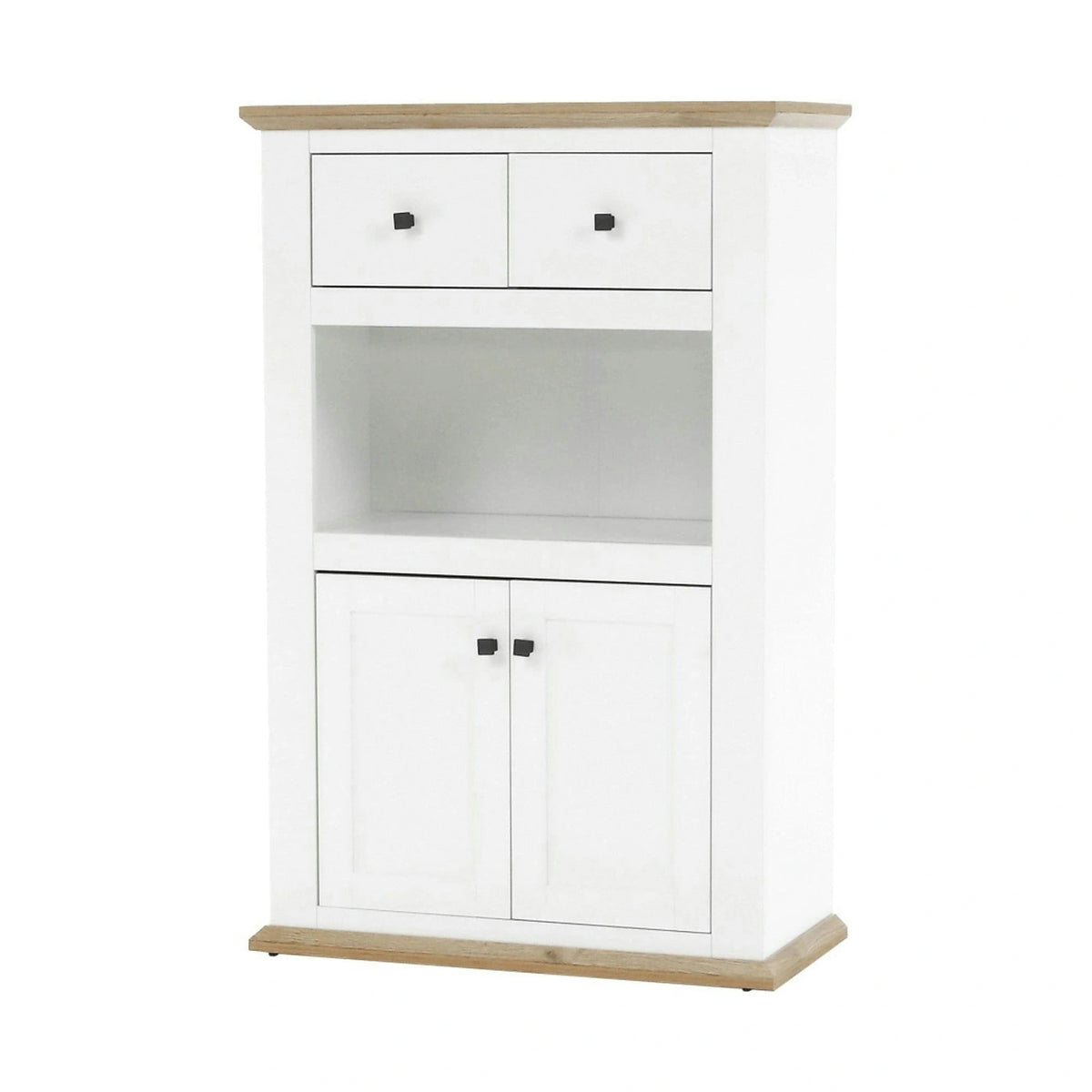 Comoda LEON MZ8, DTD laminat, alb/stejar grand, 85x40x130 cm